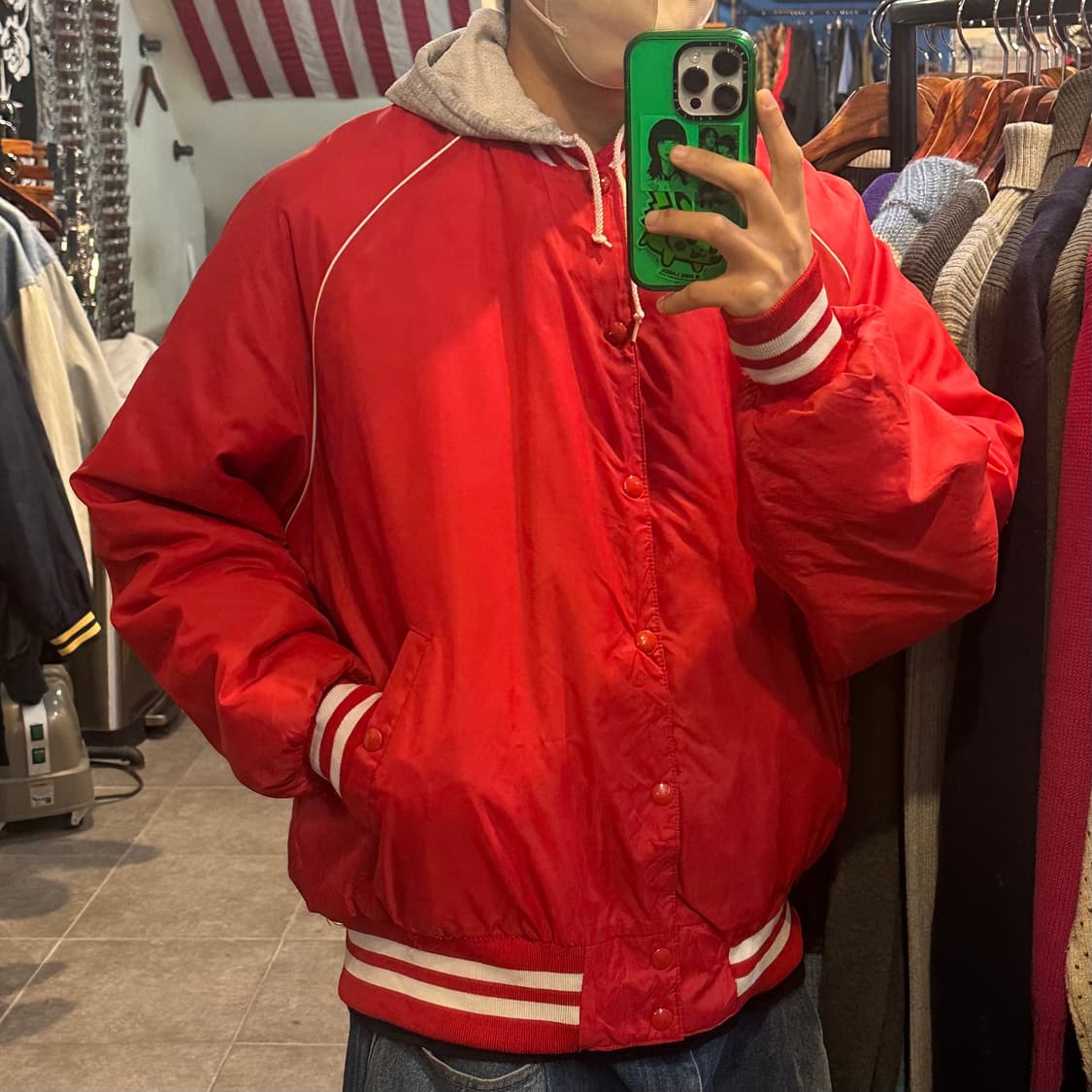 [NO.9] 빈티지 후드봄버 자켓 레드 상품이미지4