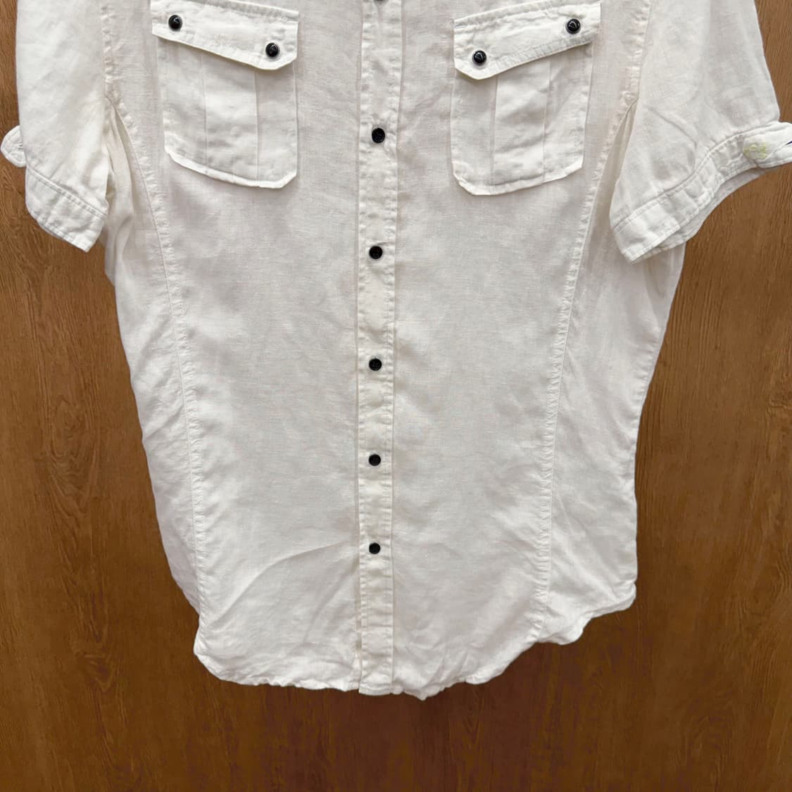 디젤 린넨 반팔 셔츠 웨스턴 요그 절개 더블 플랩 포켓 디테일 아이보리 상품이미지5