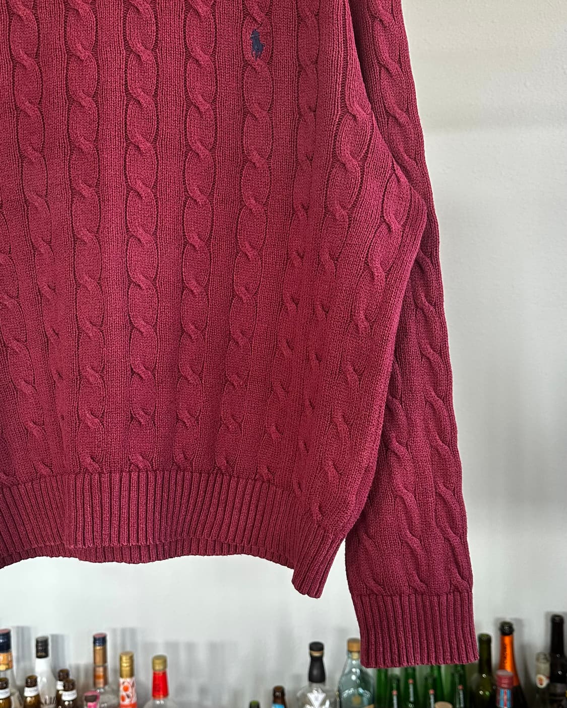 [L]폴로 랄프로렌 버건디 케이블 니트 스웨터 상품이미지4