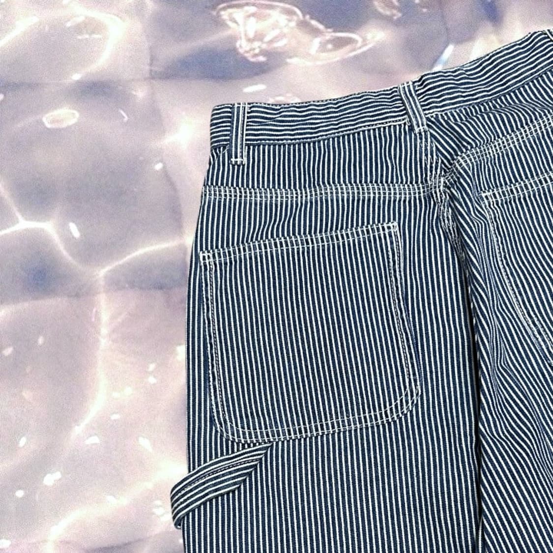 GU 히코리 스트라이프 블루 카펜터 와이드 팬츠  상품이미지6