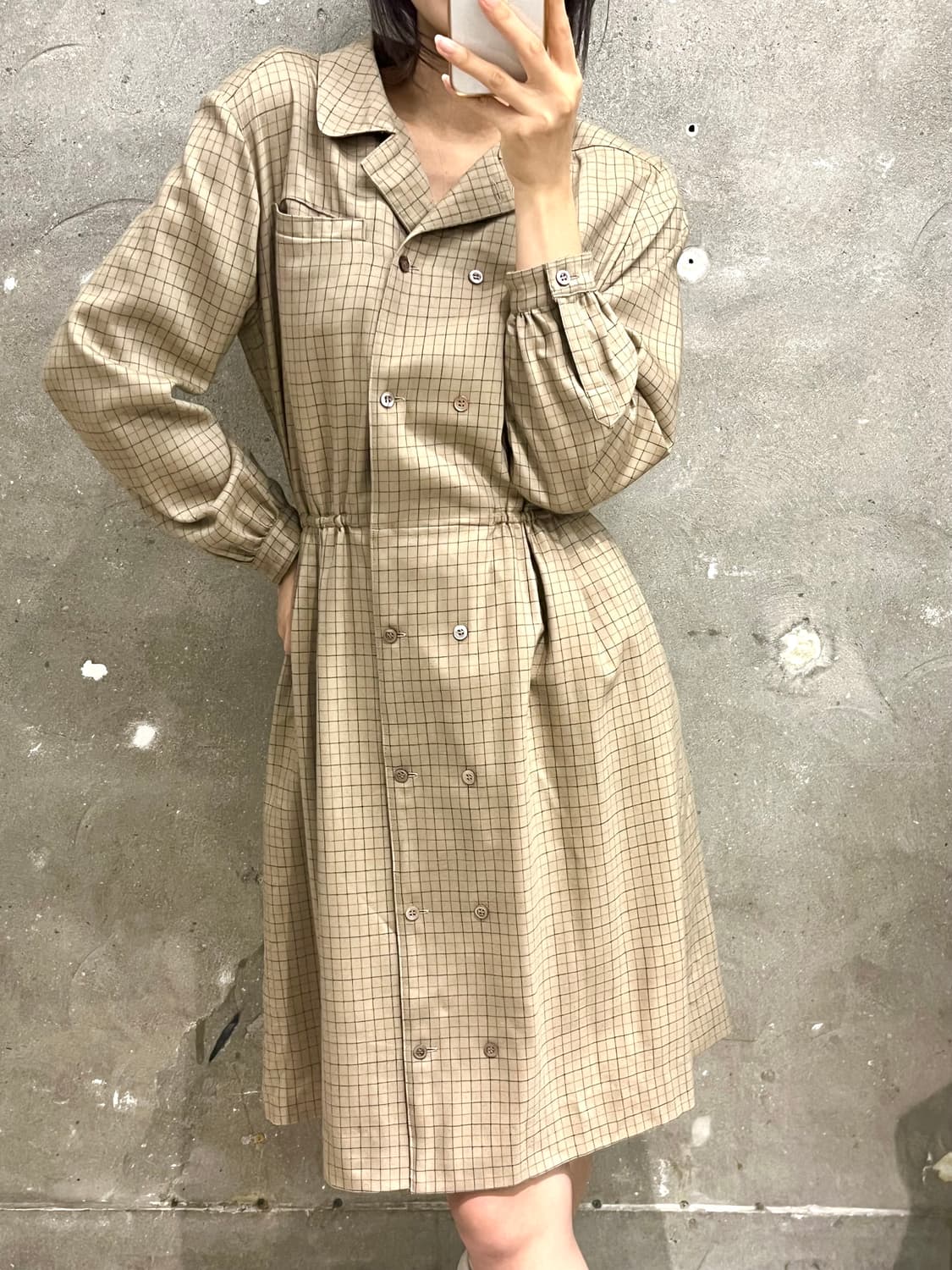 Burberry 버버리 베이지 체크 버튼 셔츠 원피스 상품이미지2