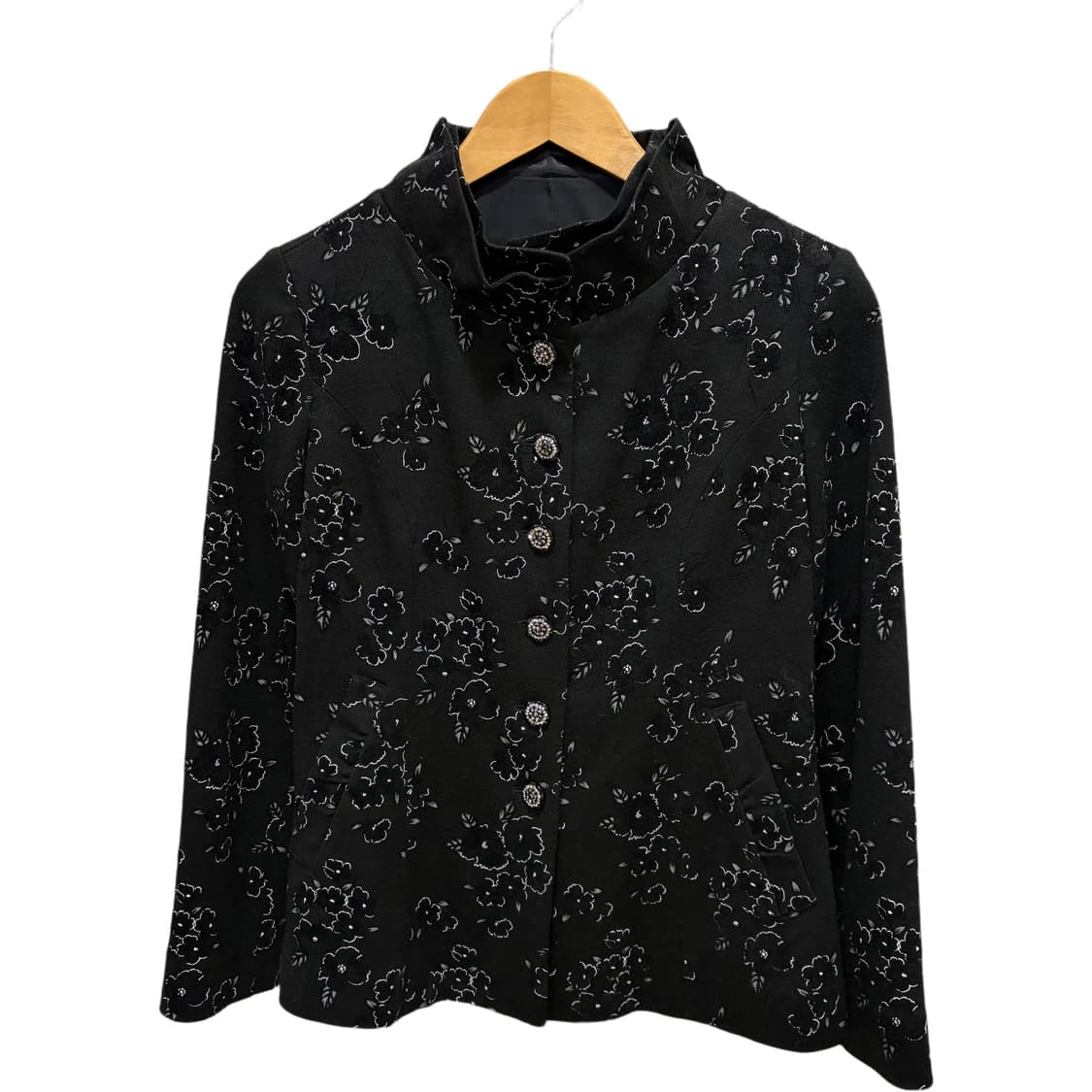 빈티지 블랙 플라워 패턴 자켓 상품이미지6