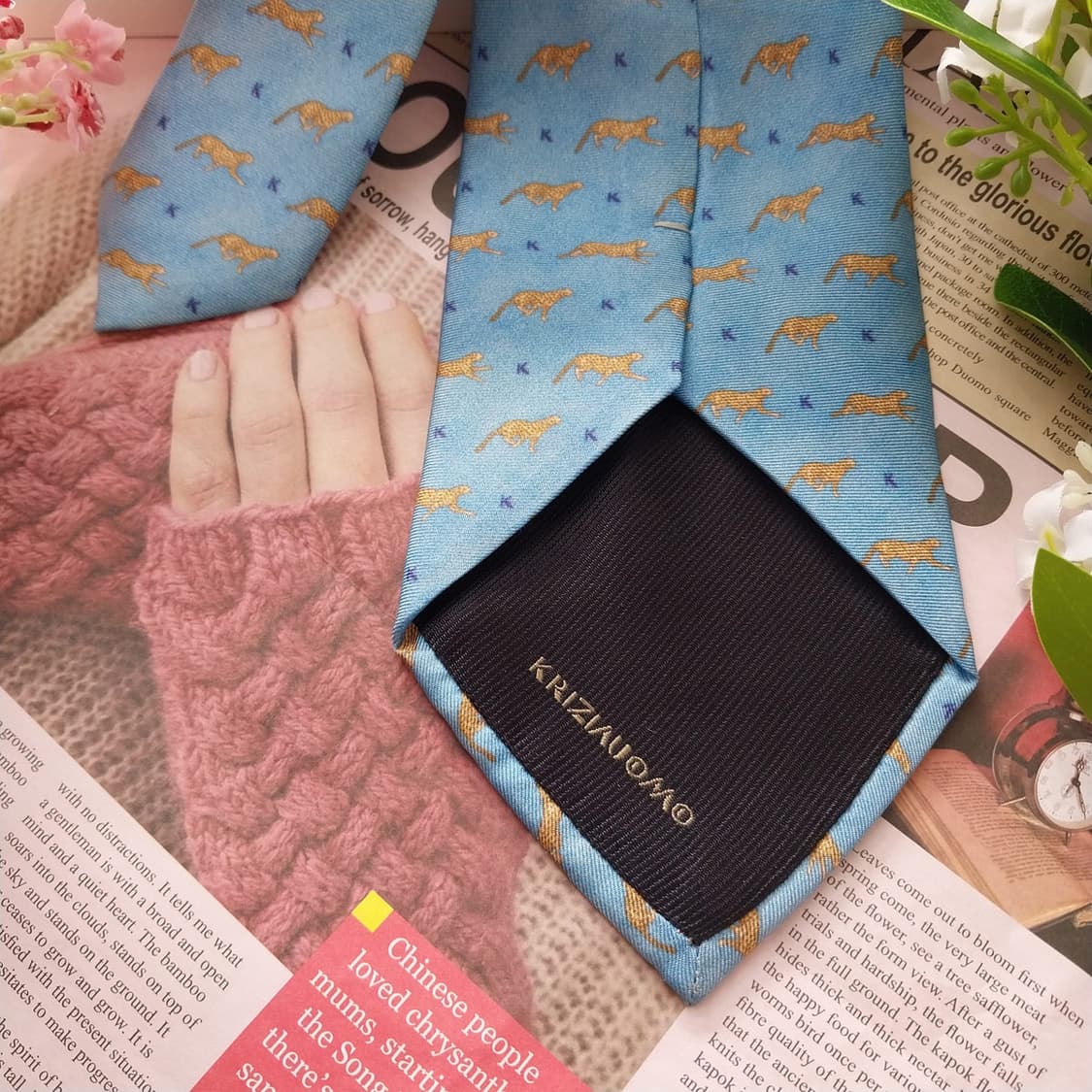 크리지아 실크 스카이블루 치타&K 넥타이 9.5cm A+등급 K1518
 상품이미지8