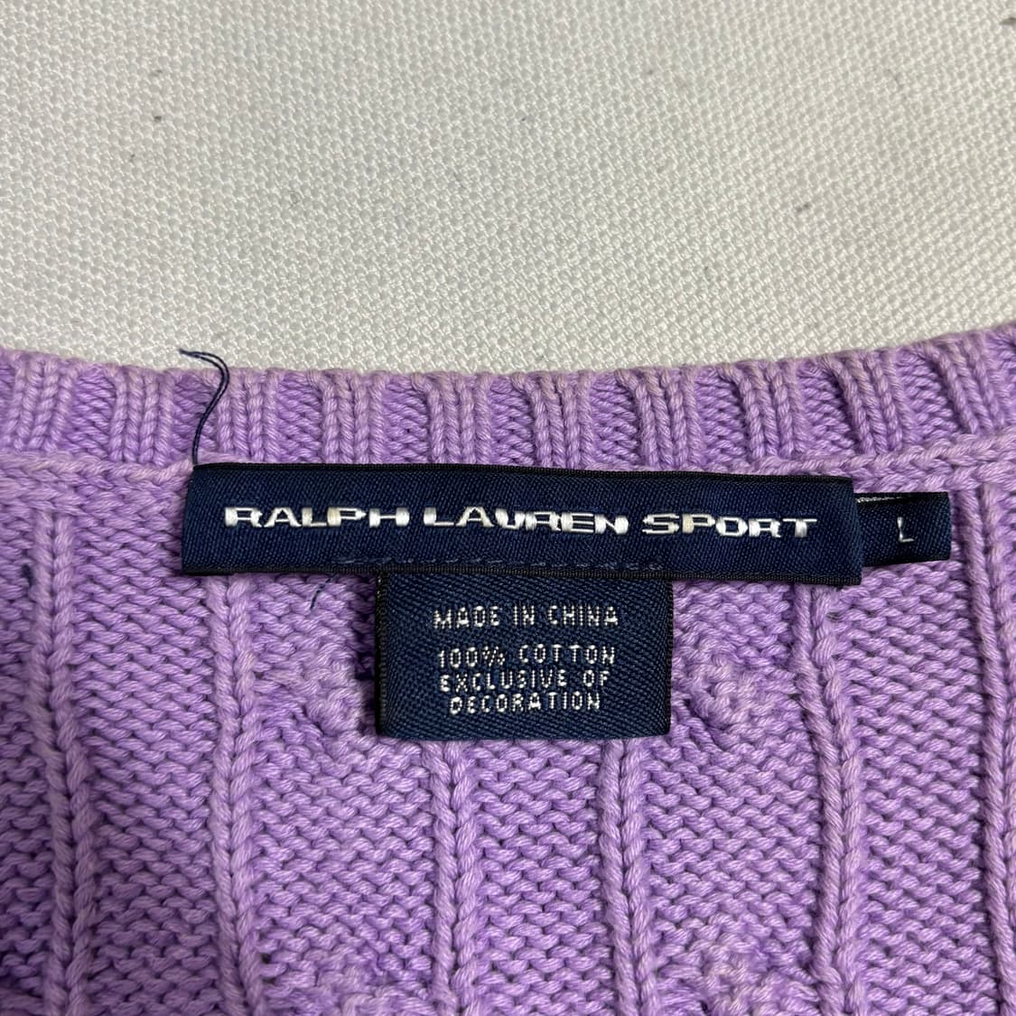 L 폴로랄프로렌 옐로우 포니 브이넥 케이블 니트 상품이미지4