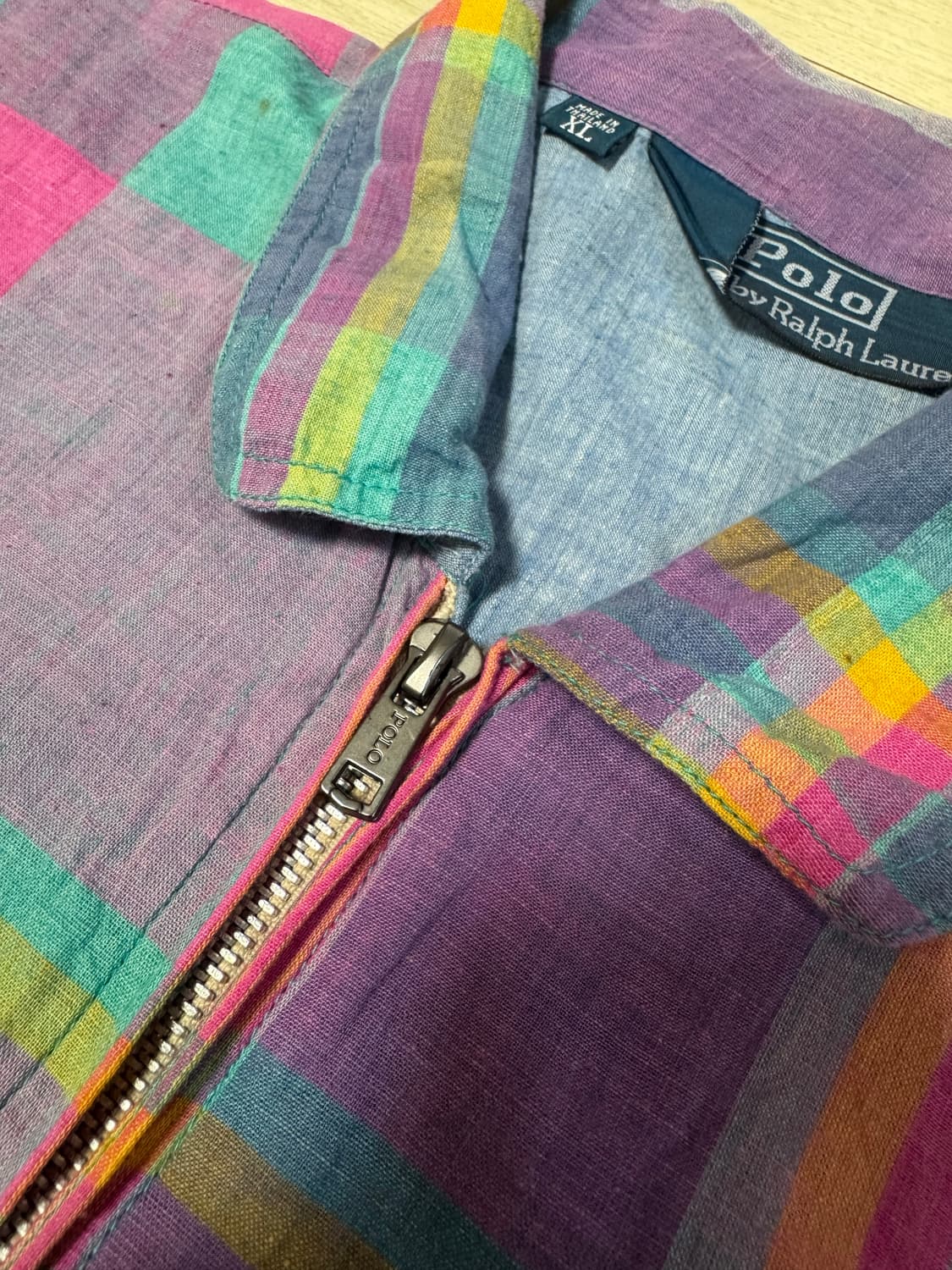 90s 폴로 랄프로렌 체크 블루종(XL) 상품이미지6