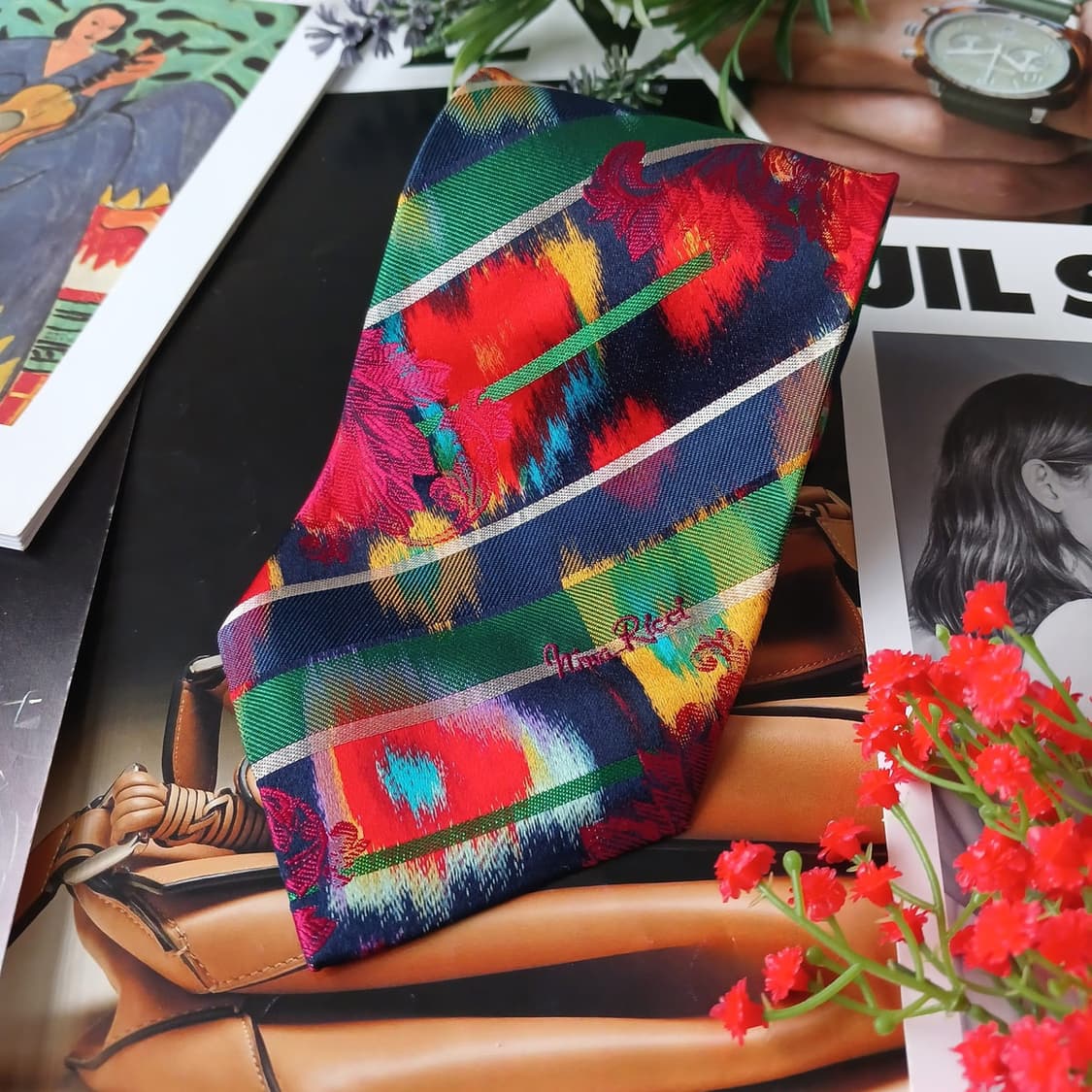 니나리치 실크 멀티 스트라이프 넥타이 9.7cm A+~A등급 A19509 상품이미지4