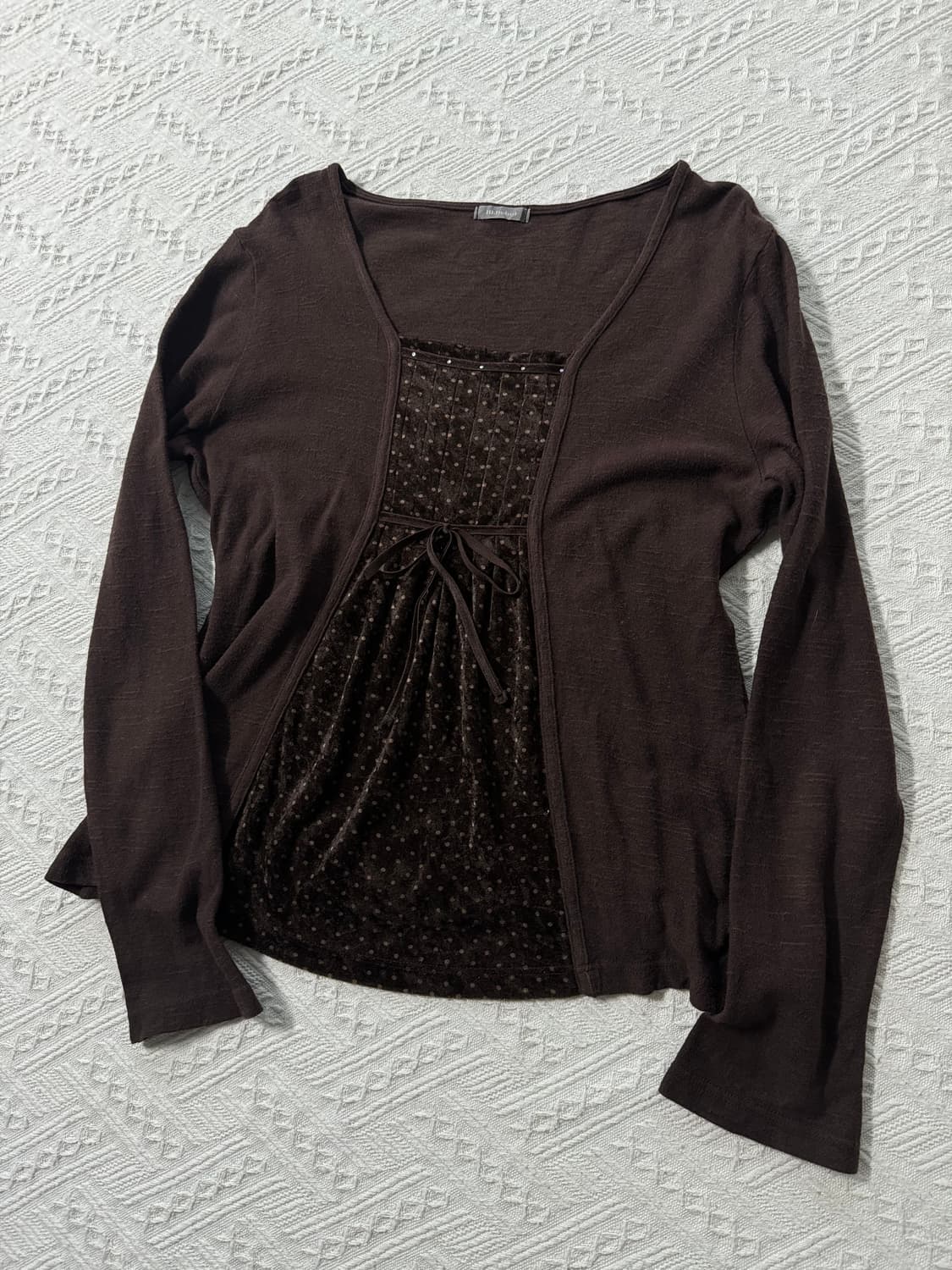 레이어드 벨벳 큐빅 디테일 탑 상품이미지3