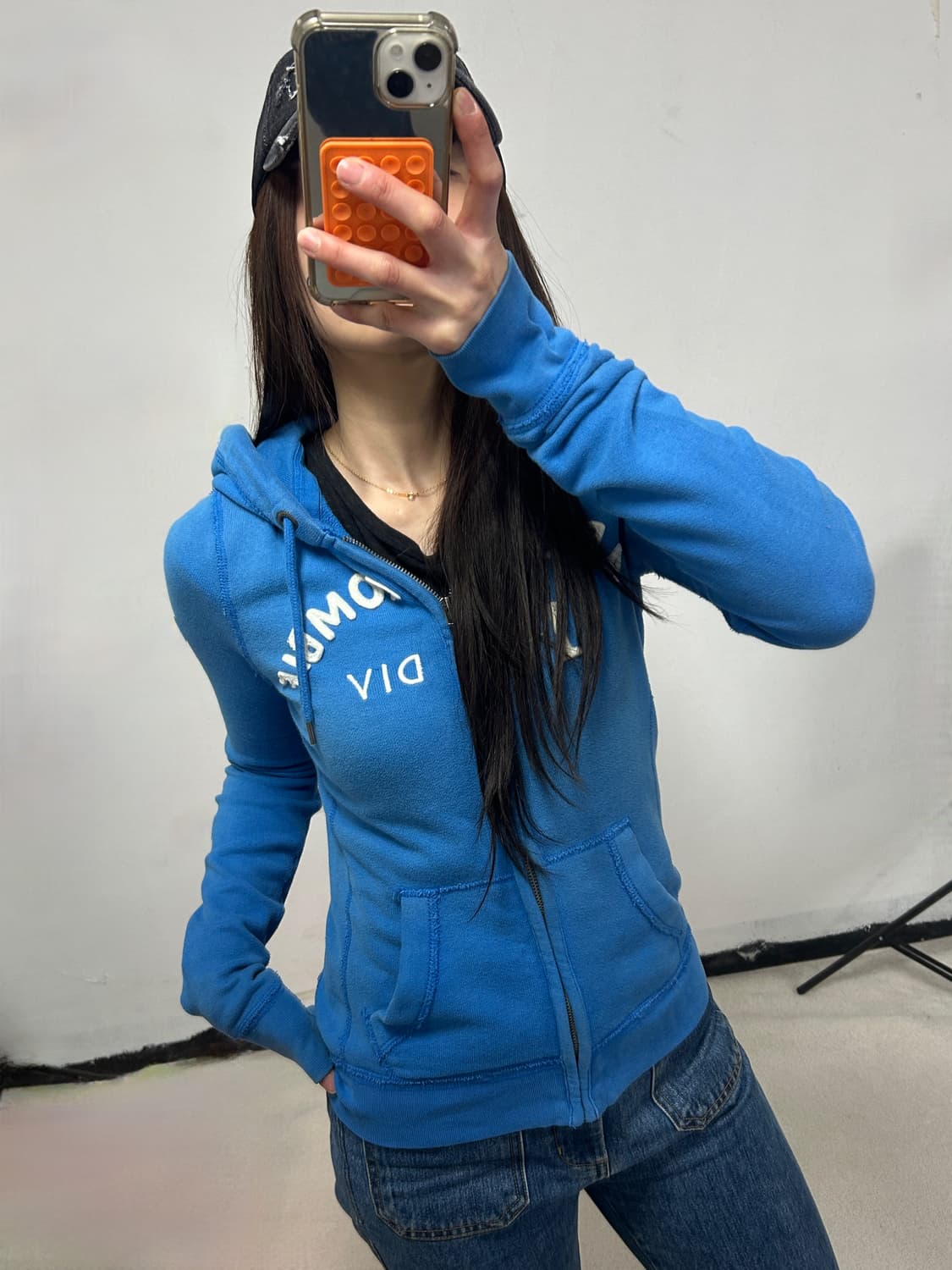 아베크롬비 y2k 아치로고 후드집업 블루 상품이미지1