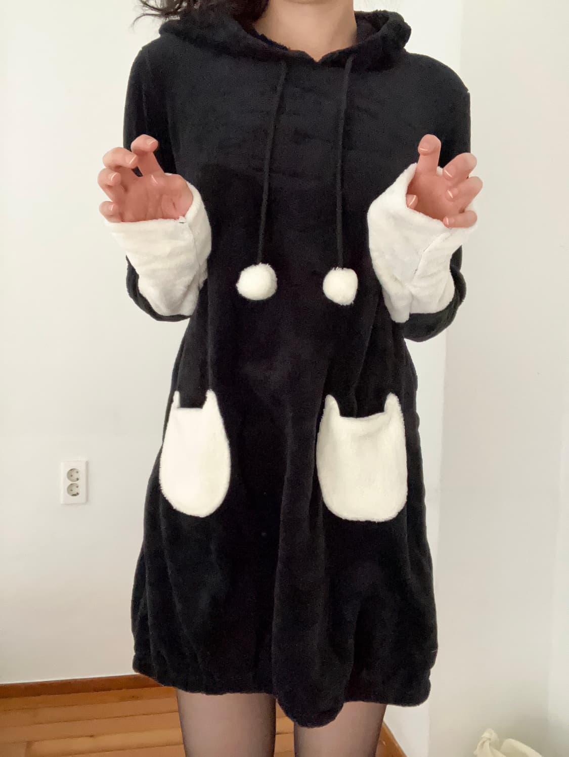 고양이 귀 후리스 원피스 상품이미지1