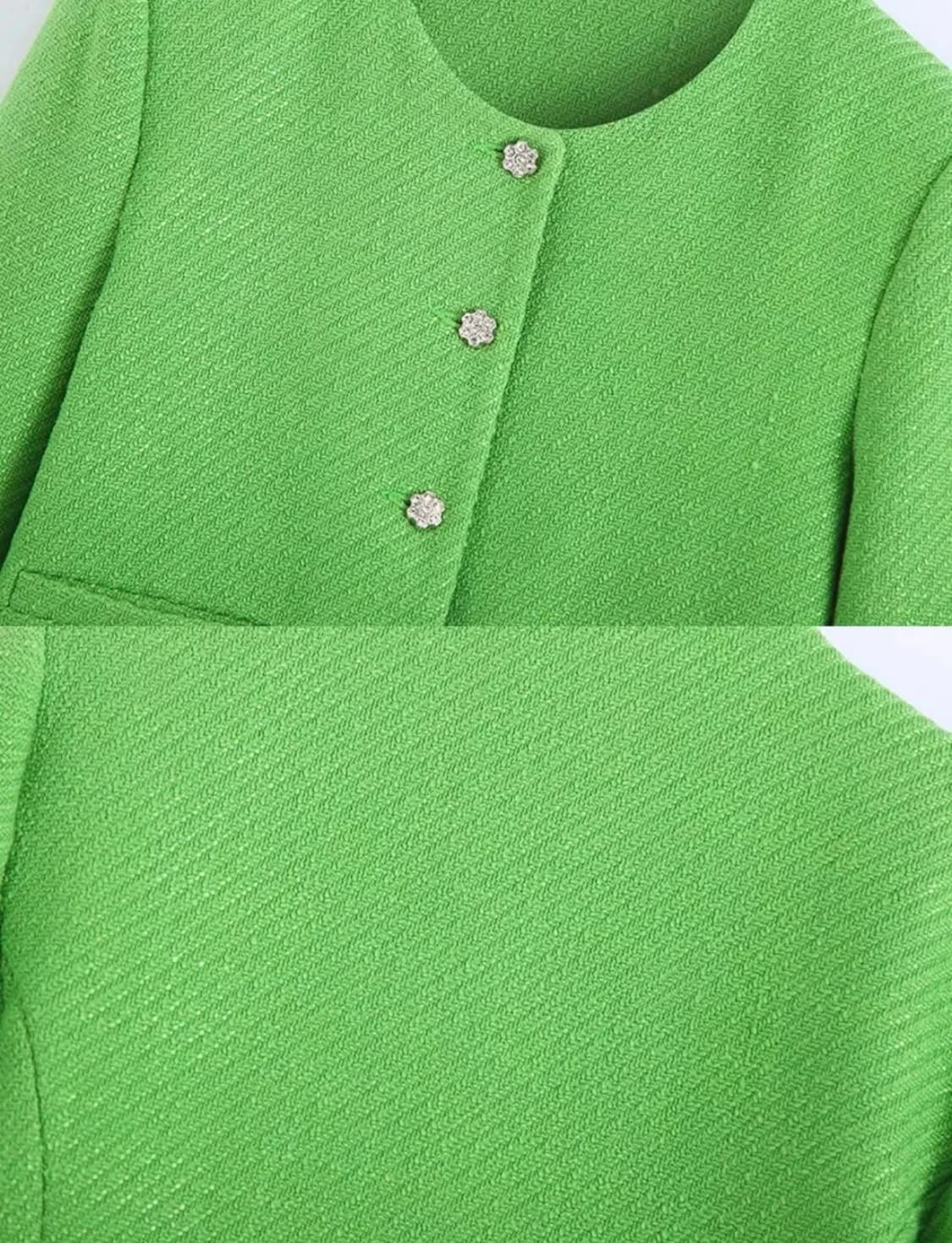 [ZARA] 리미티드 그린 트위드 자켓(실크안감/상태최상) 상품이미지4