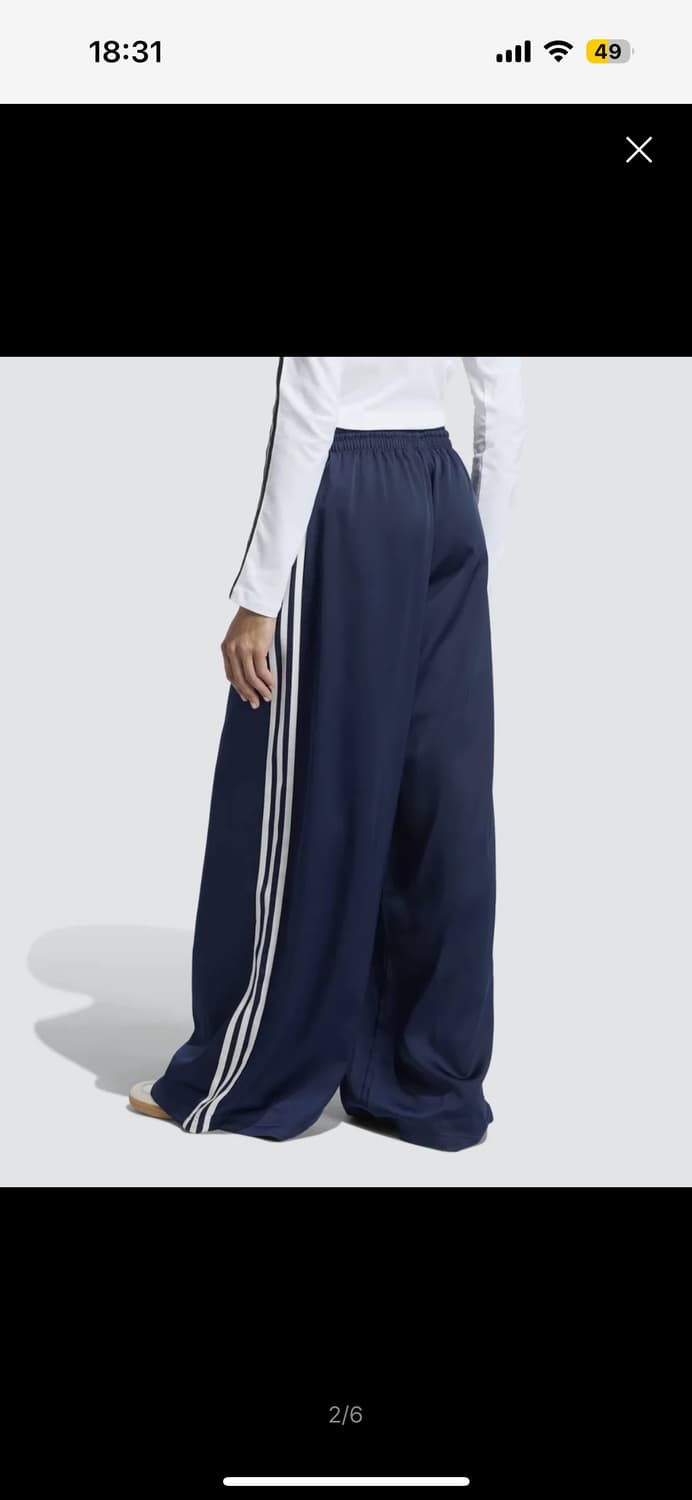 아디다스 새틴 와이드 레그 트랙 팬츠 - 나이트인디고:화이트 KQ6543 상품이미지2