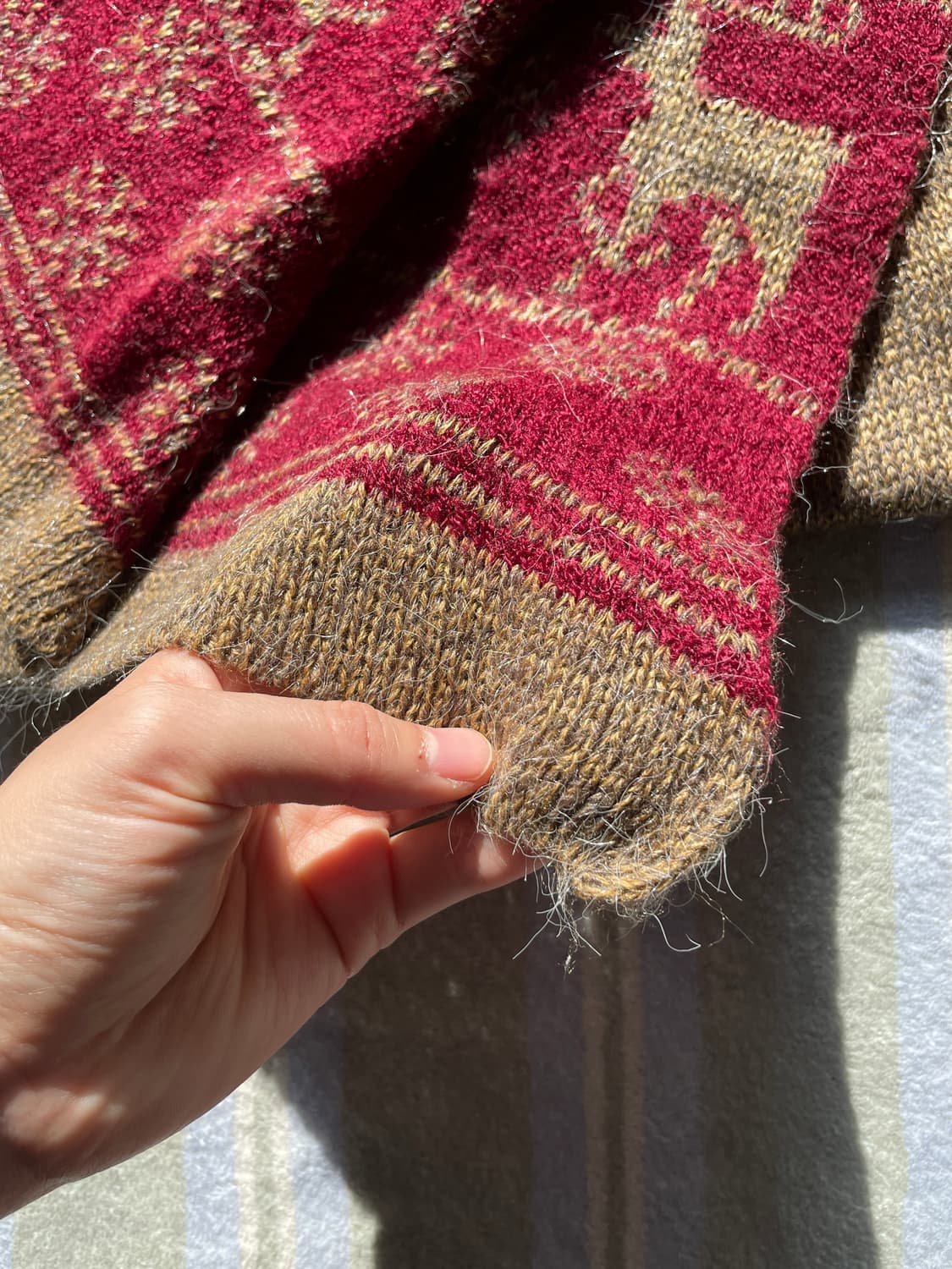 빈티지 니트 배색 머플러 디어패턴 상품이미지4