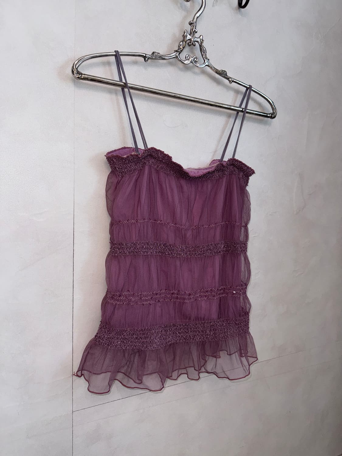 Violet chiffon ruffle lace sleevless 상품이미지3