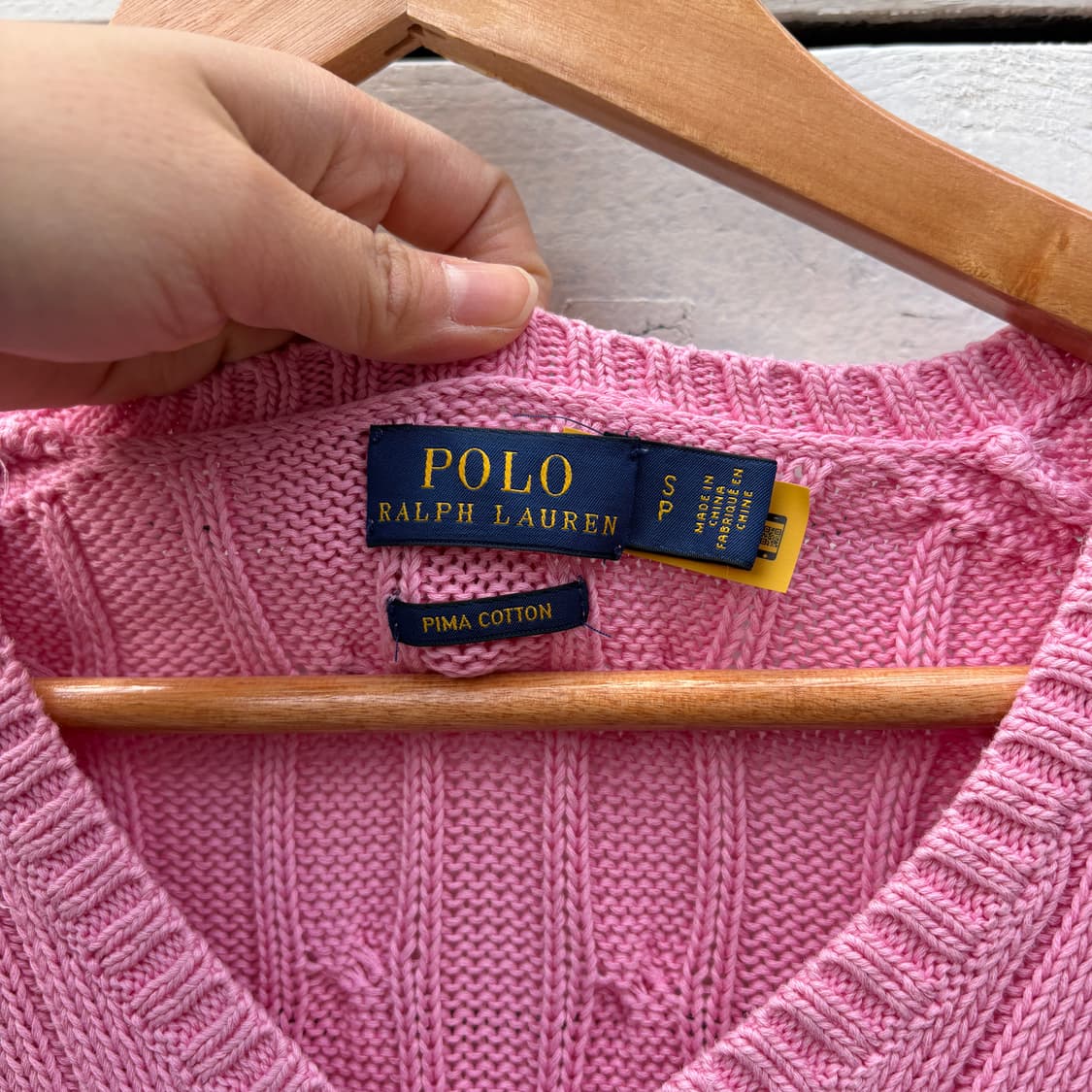 Polo 폴로 피마코튼 브이넥 케이블 꽈배기 니트 상품이미지4