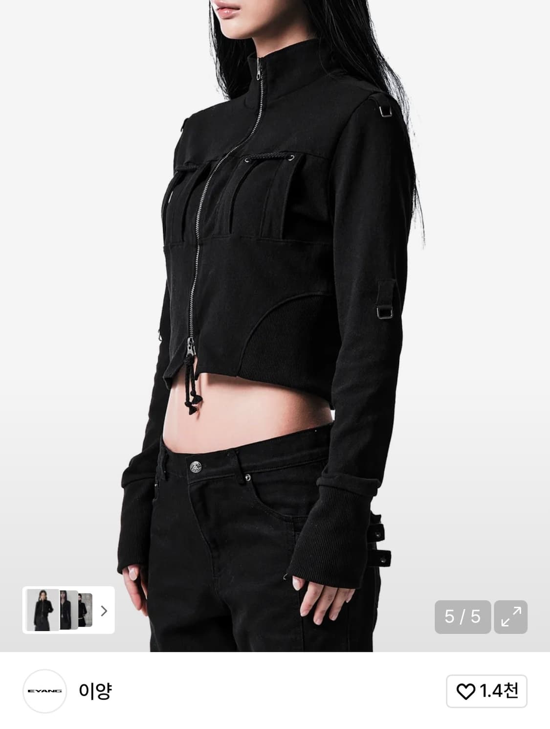 이양 자켓 HIGH NECK STRAP ZIP-UP BLACK 상품이미지2