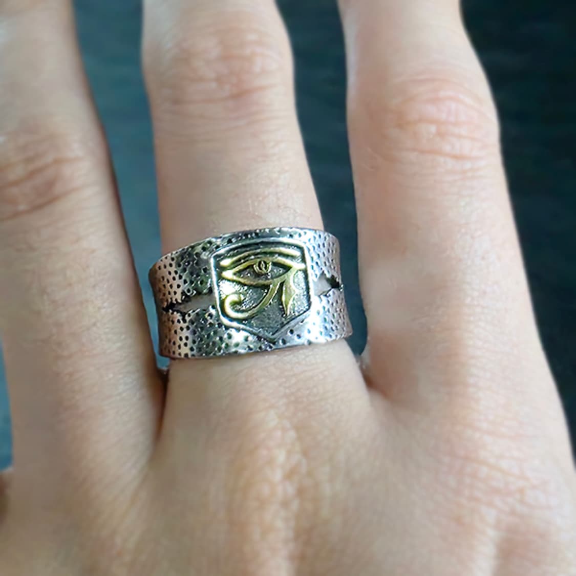 Heka 실버 남자 엔틱 빈티지 명품 고딕 일루미나티 호루스의눈 반지 상품이미지5