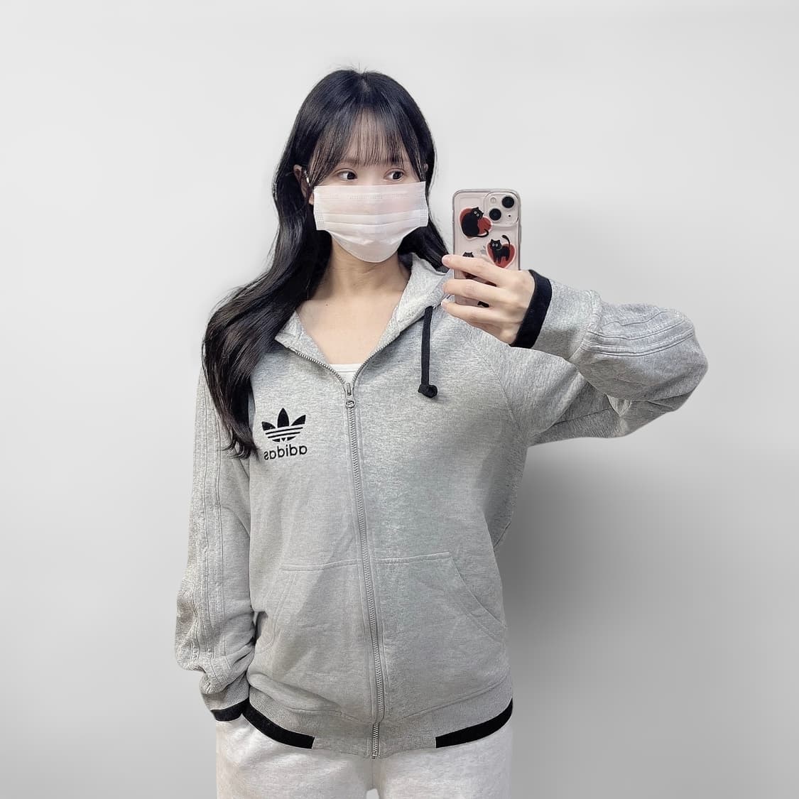 아디다스 불꽃 로고 후드집업 그레이 상품이미지1