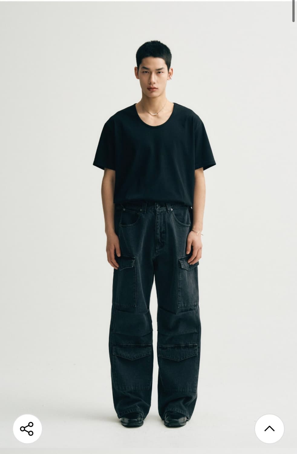 (50) 노이어 NOIER 유틸리티 카고 와이드 데님 팬츠 (그레이) 상품이미지3