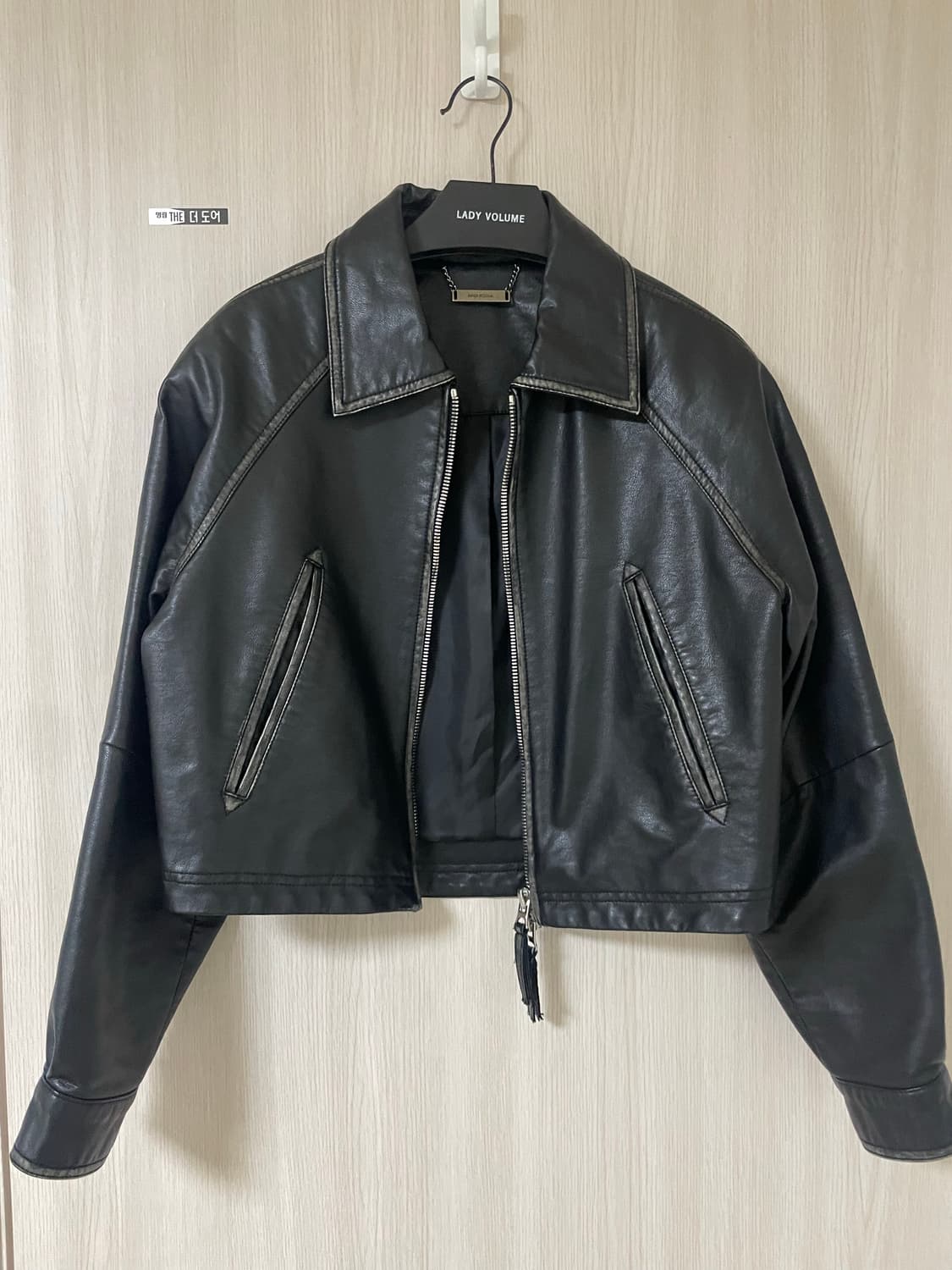 몽돌 빈티지 에코 레더 크롭 자켓 상품이미지3