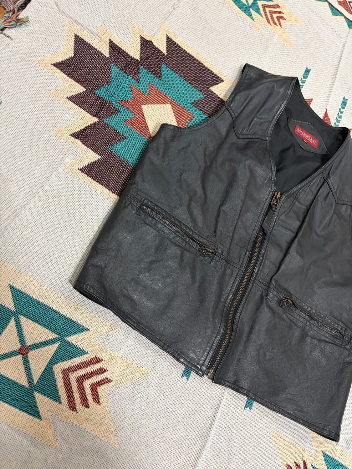 CHASECULT 웨스턴 리얼레더 바이커 베스트 상품이미지3