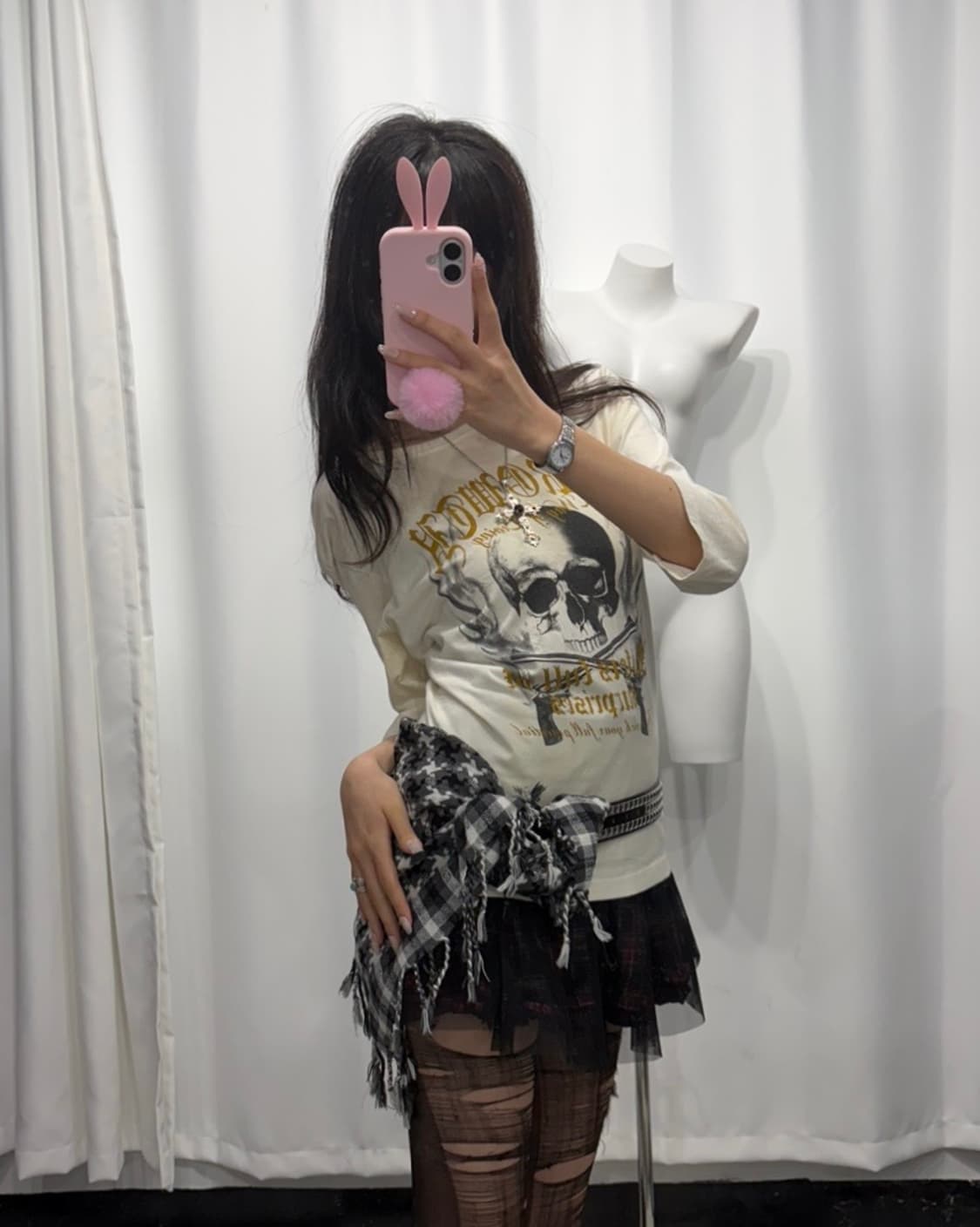 🎸아이보리 스컬 프린팅 롱슬리브🎸 상품이미지3