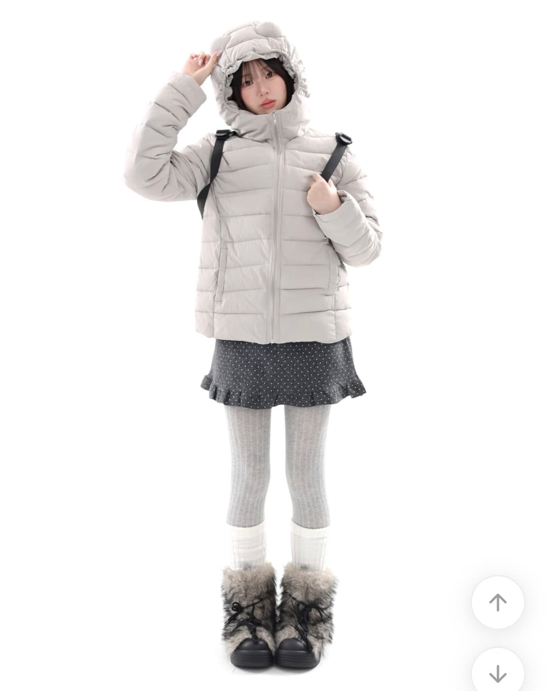 곰돌이귀 경량패딩 그레이 상품이미지3