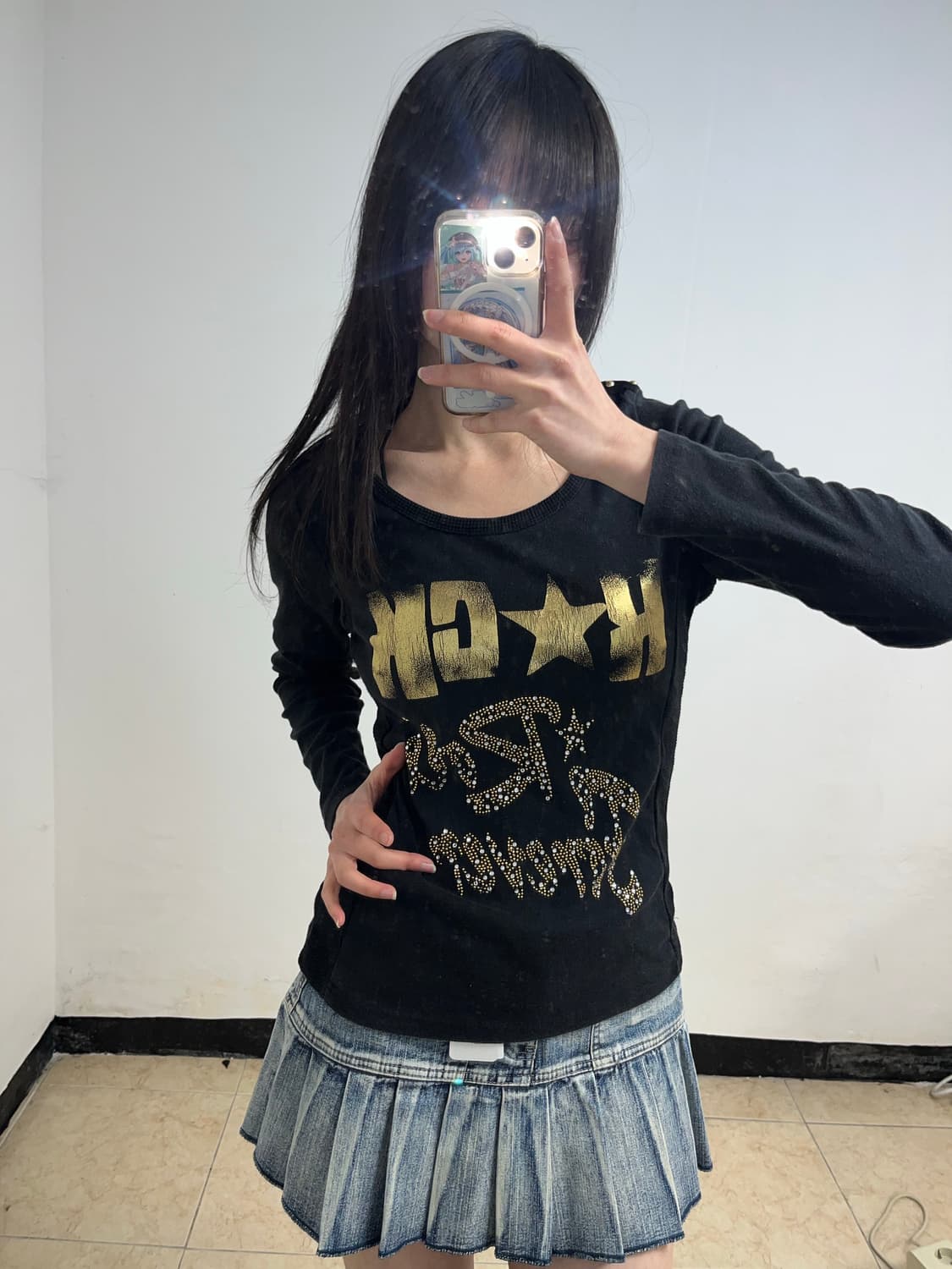 락 펑크 골드 래터링 롱슬리브 상품이미지2