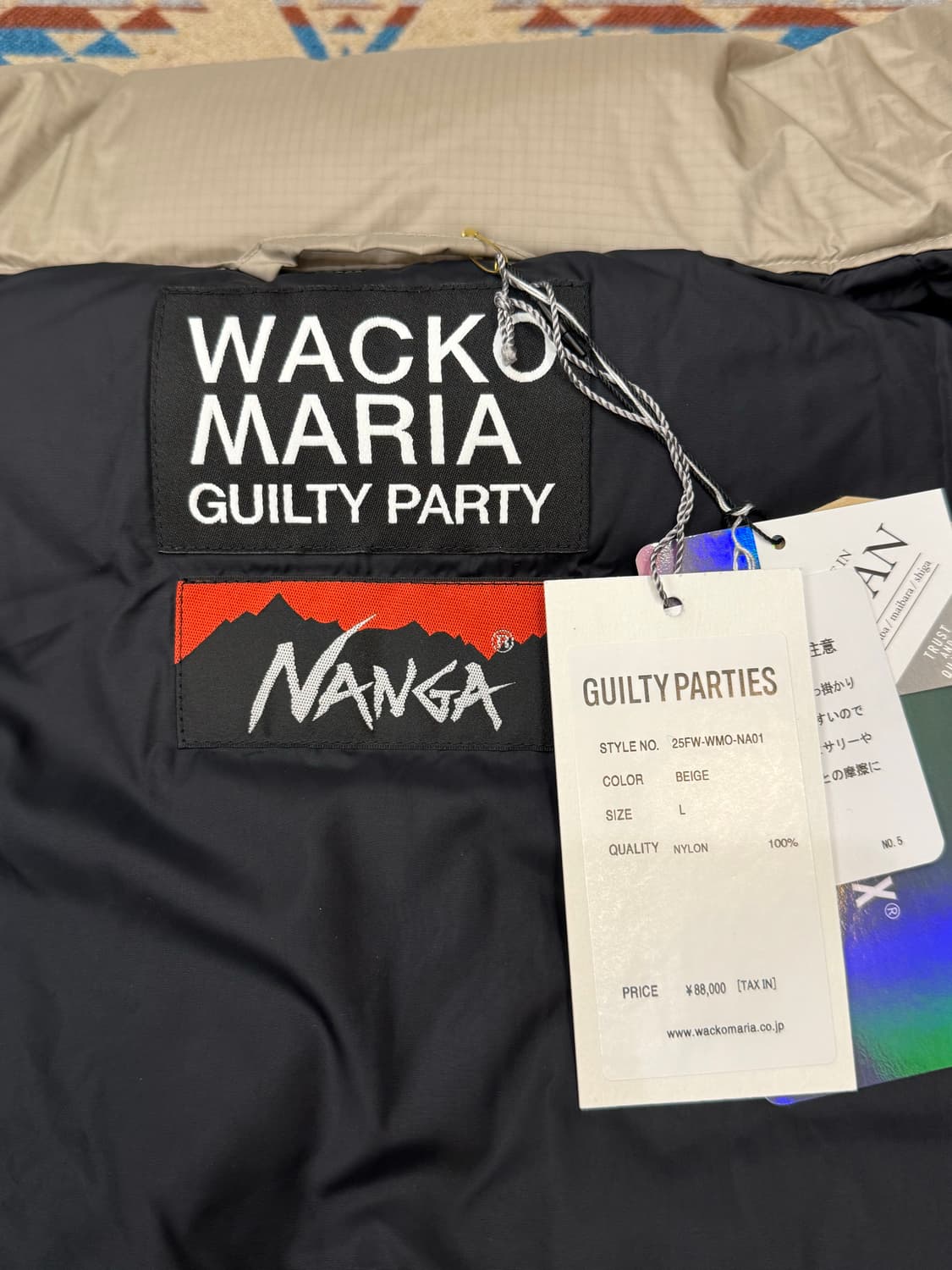 [L] 와코마리아 x 난가 오로라 텍스 다운 자켓 베이지  상품이미지6