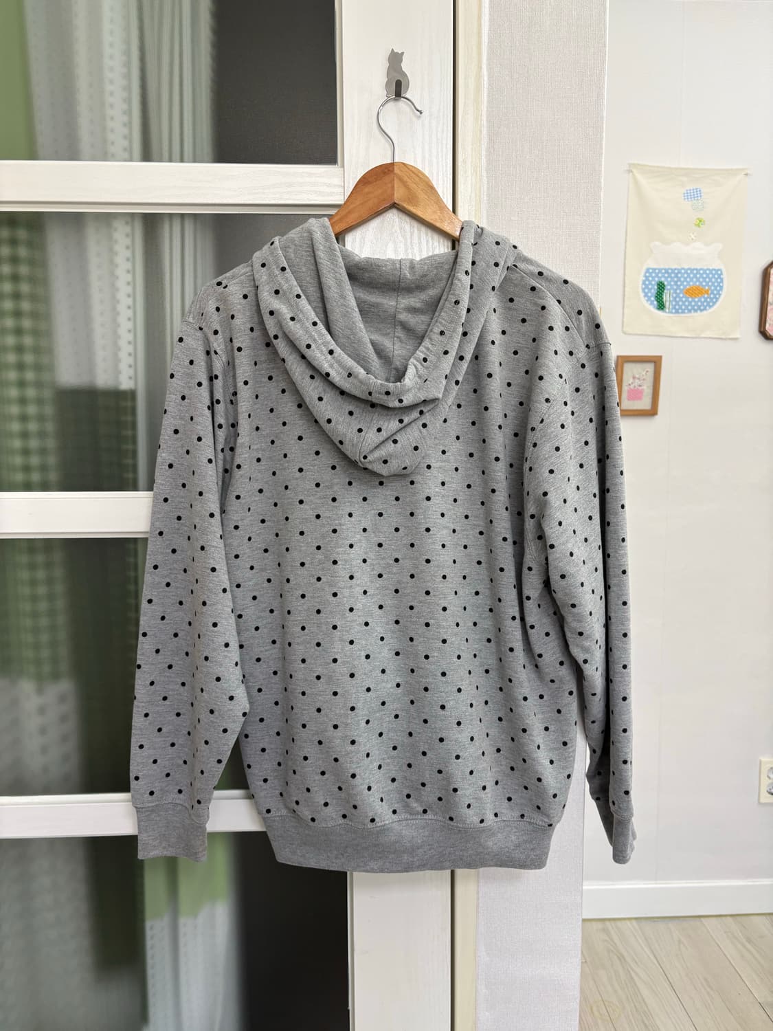 그레이 도트 후드집업 상품이미지6
