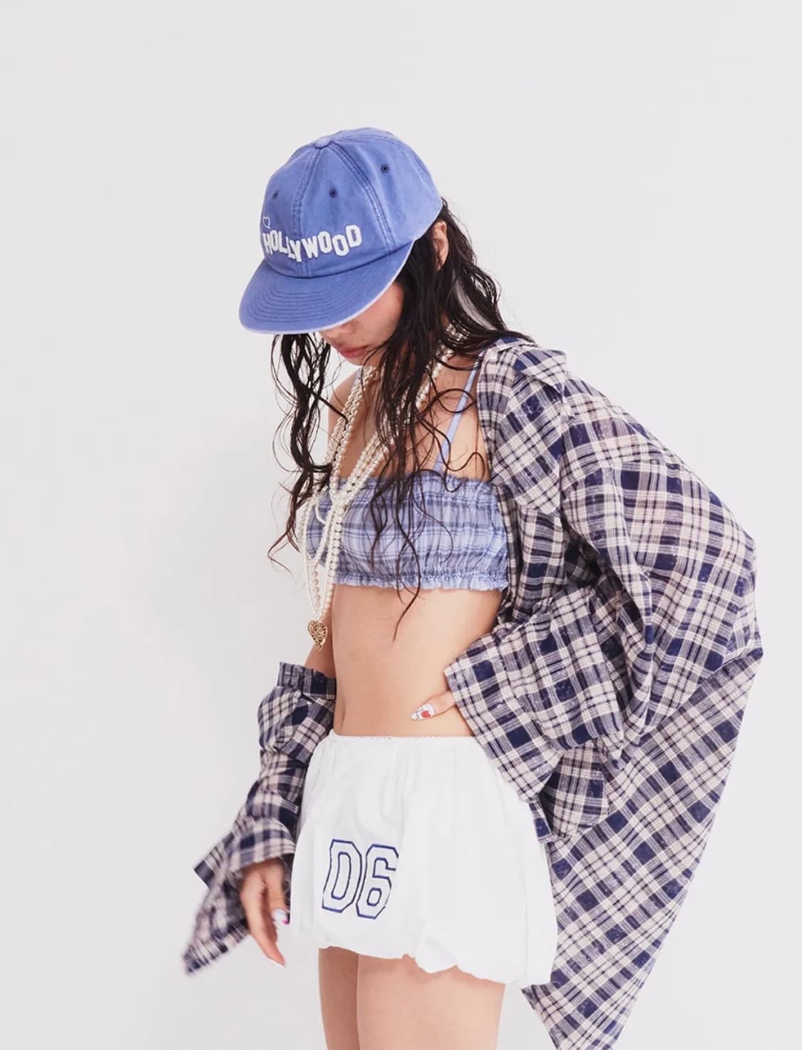 에즈이프 캘리 OVERFIT CHECK SHIRT NAVY 상품이미지1