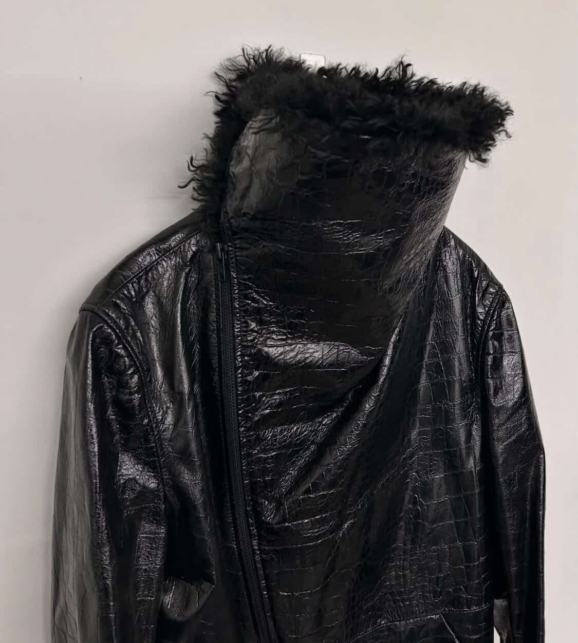 206homme 하이넥 사선 비대칭 레더자켓 상품이미지5