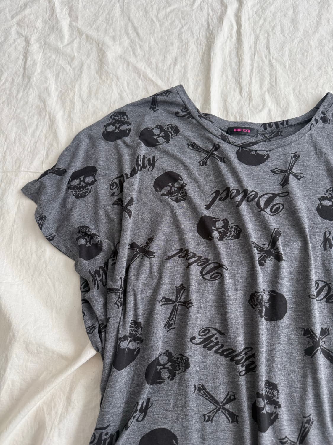 루즈핏 너드펑크 나나펑크 시스루 해골 반팔탑 상품이미지2