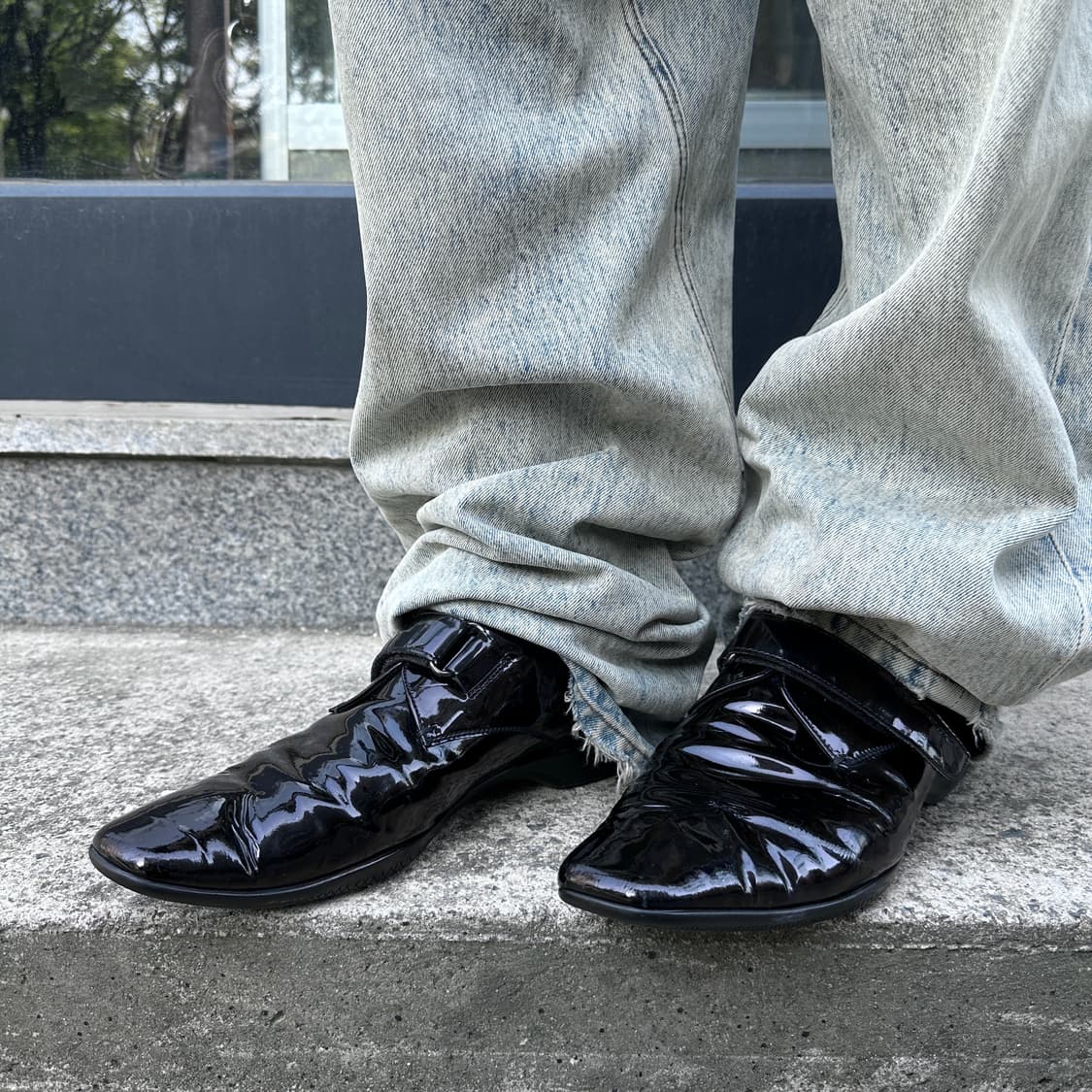 00s 프라다 스포츠 벨크로 페이턴트 가죽 스퀘어 토 로퍼 상품이미지9