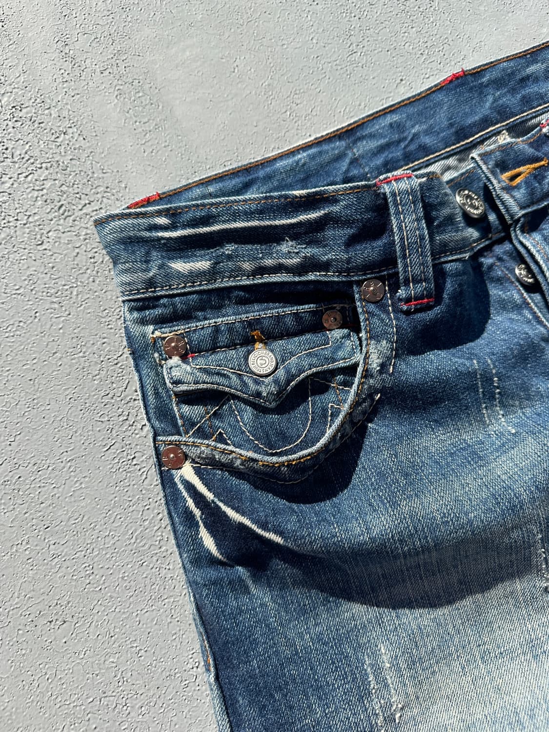 30) 트루 릴리전 남성 y2k 로우라이즈 스트레이트 데님팬츠 상품이미지8