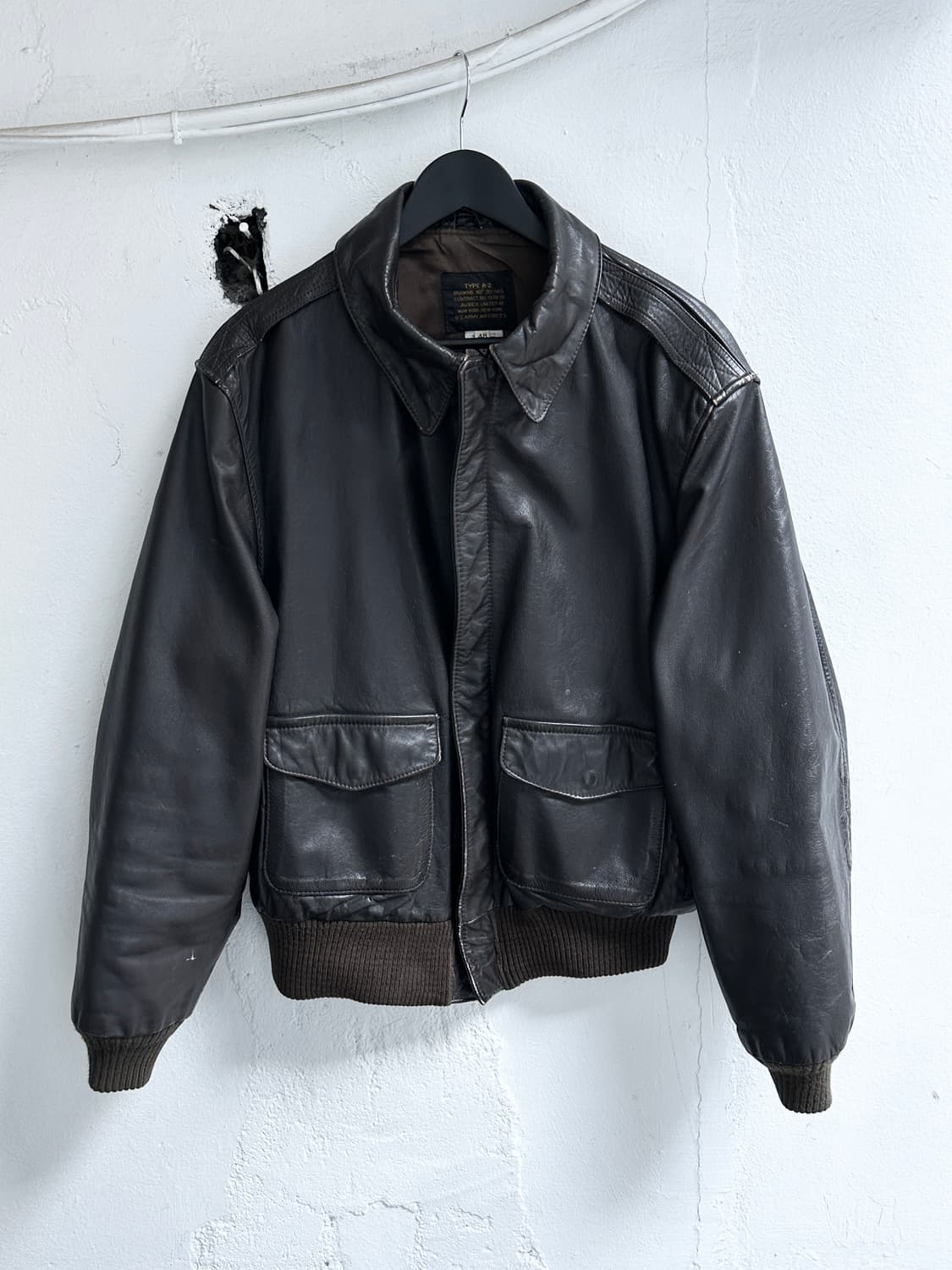 80's USA Made 아비렉스 A2 레더 봄버 자켓 고트스킨 상품이미지1