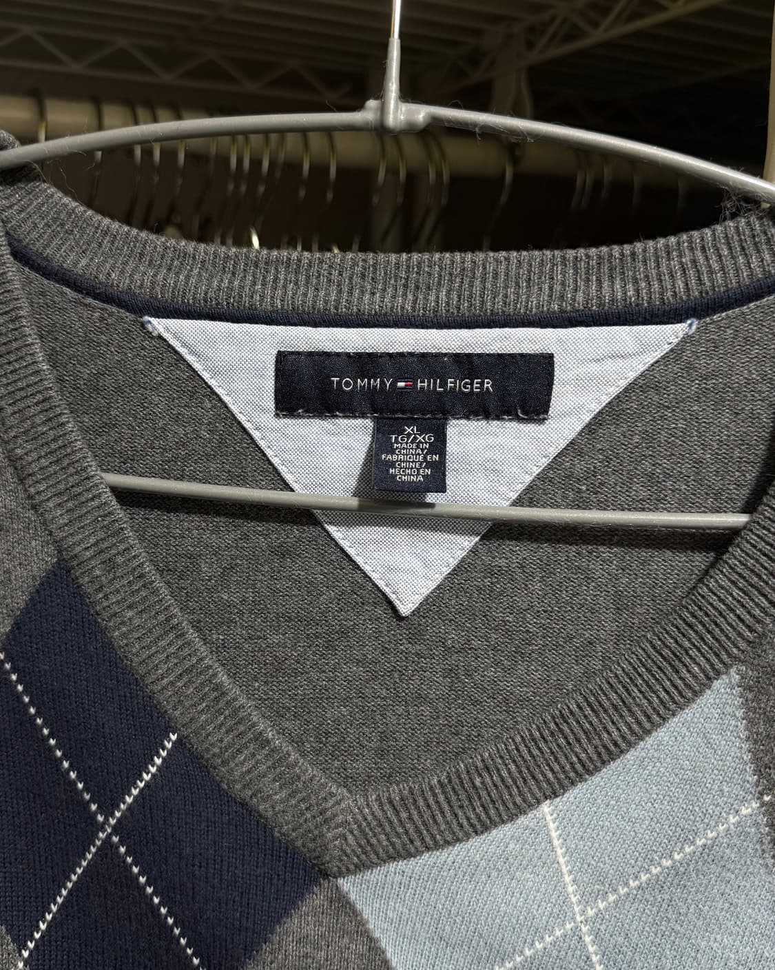 타미힐피거 그레이 & 블루 오버핏 아가일 니트 상품이미지5