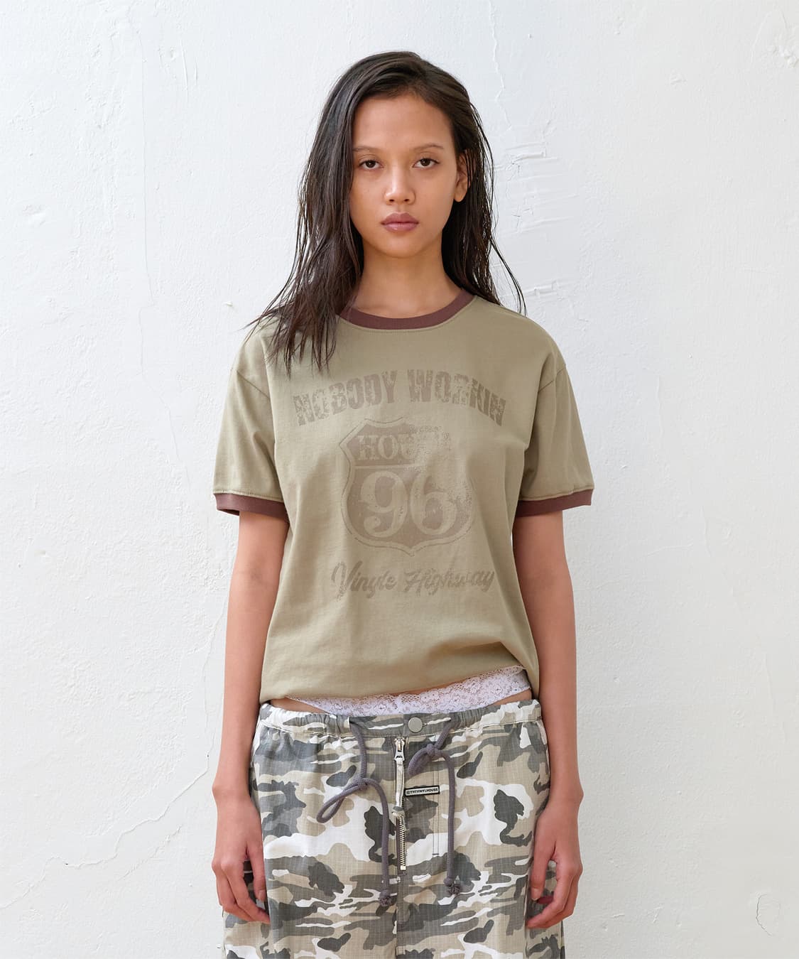 바이닐하우스vinylhouse NOBODY WORK RINGER TEE 상품이미지2