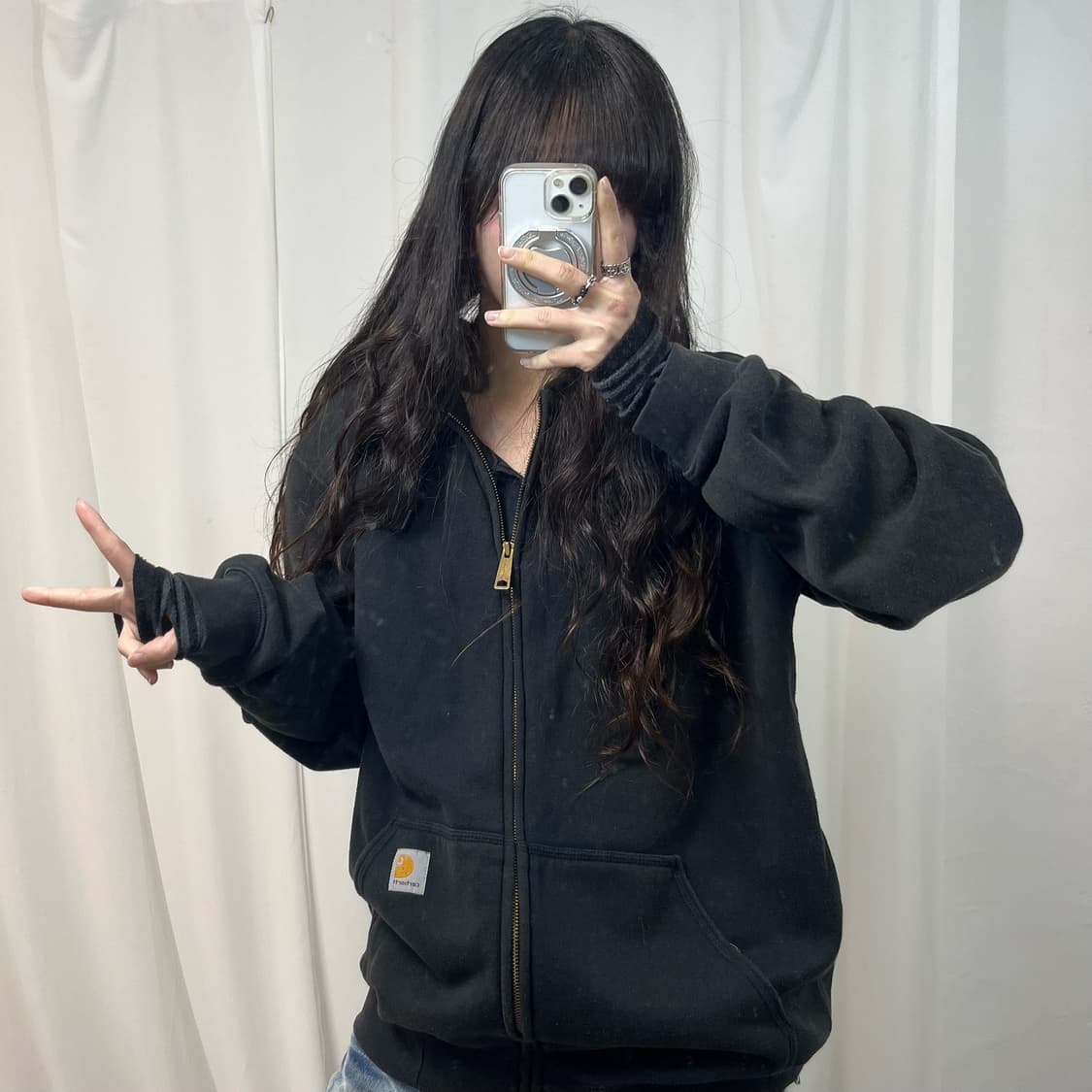 Carhartt Black Hoodie Zip-up 상품이미지2