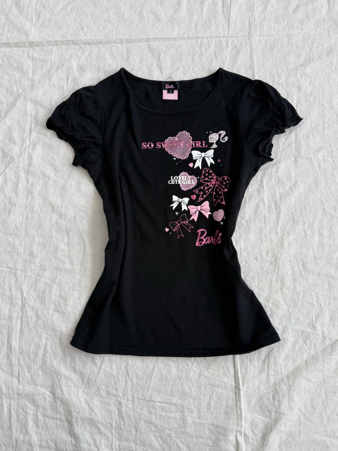 바비 갸루 로걀 딱붙 반팔탑 상품이미지1