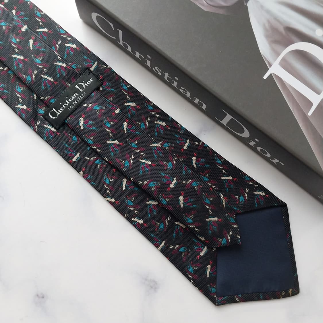 크리스찬 디올 실크 블랙 멀티 패턴 넥타이 9.6cm A등급 K1922 상품이미지8