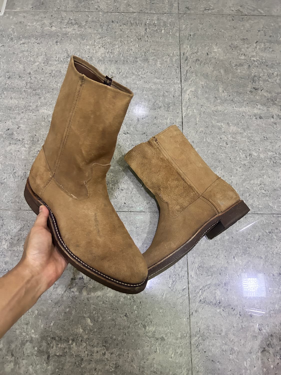 [285] 저스틴 러프아웃 스웨이드 웨스턴 카우보이 부츠 상품이미지1