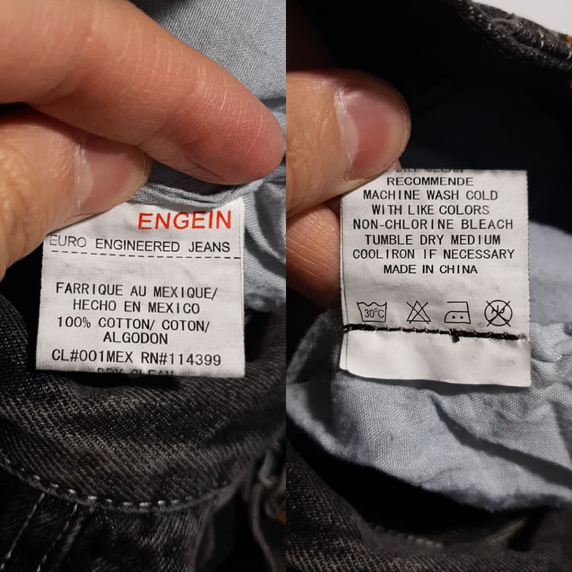 ENGEIN 엔게인 워싱 카고 멀티포켓 와이드 탄창 흑청 데님 팬츠 32 상품이미지8