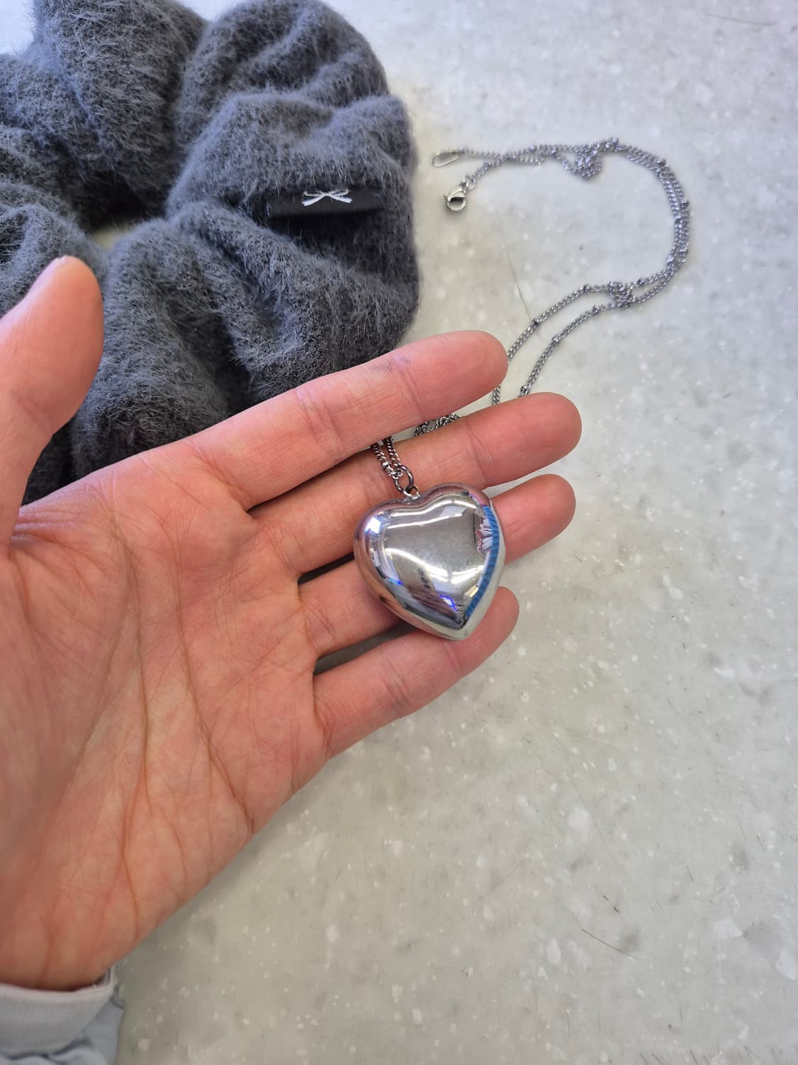 하트 펜던트 목걸이 스크런치 set 상품이미지2