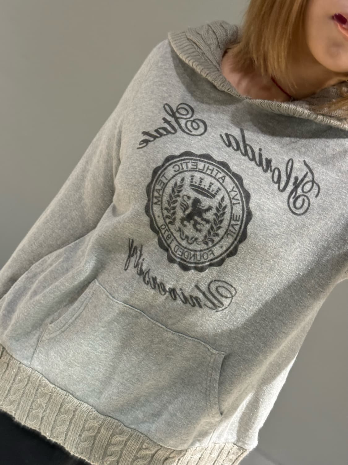 Kawaii knit layered lettering hoodie 상품이미지3