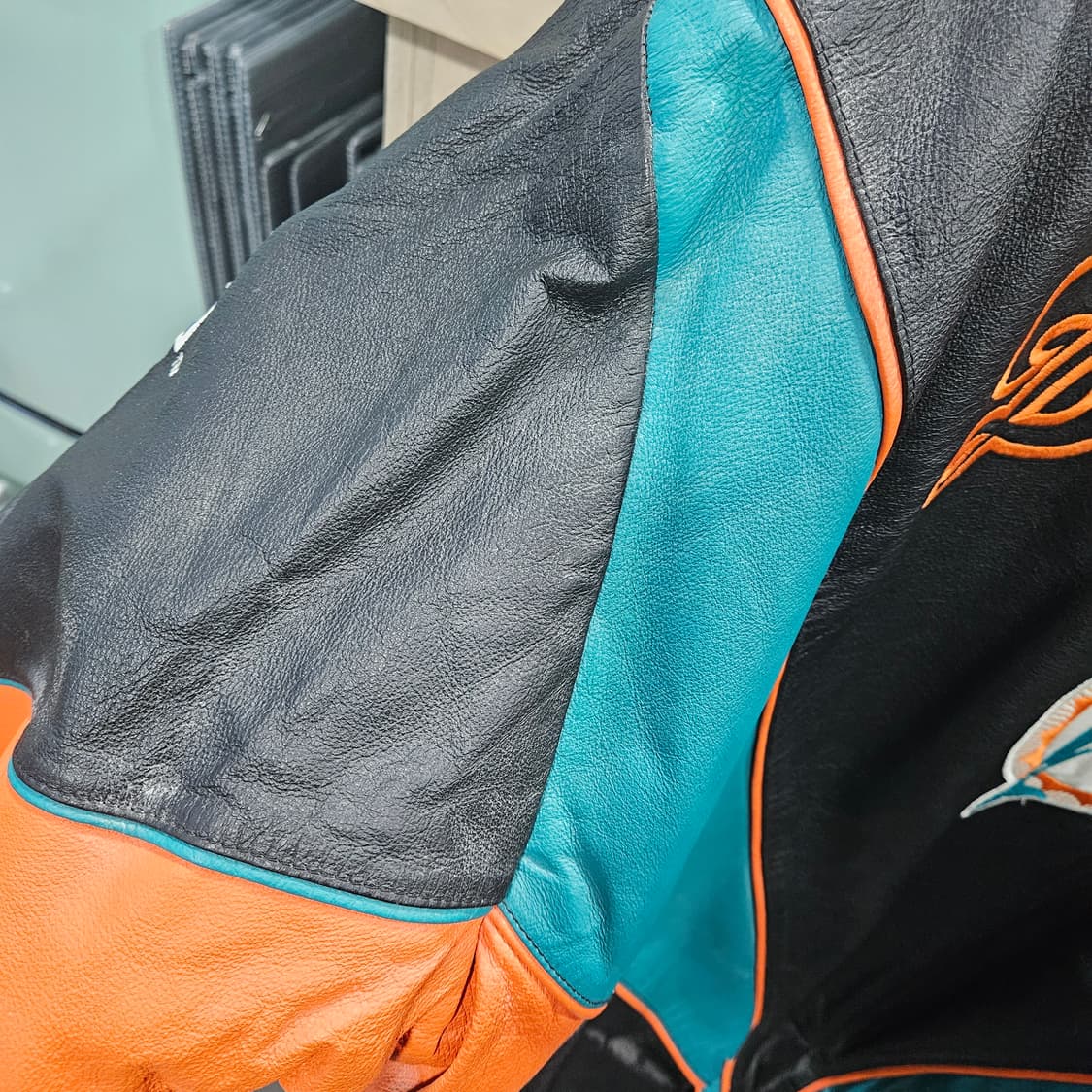 빈티지 프로플레이어 NFL 마이애미돌핀스 레더자켓 상품이미지4