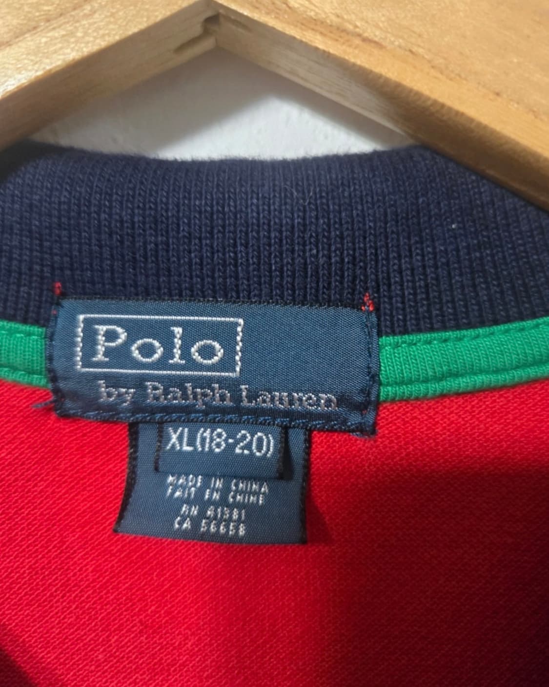 정품 폴로랄프로렌 레드 빅포니 카라 반팔셔츠 XL 상품이미지4