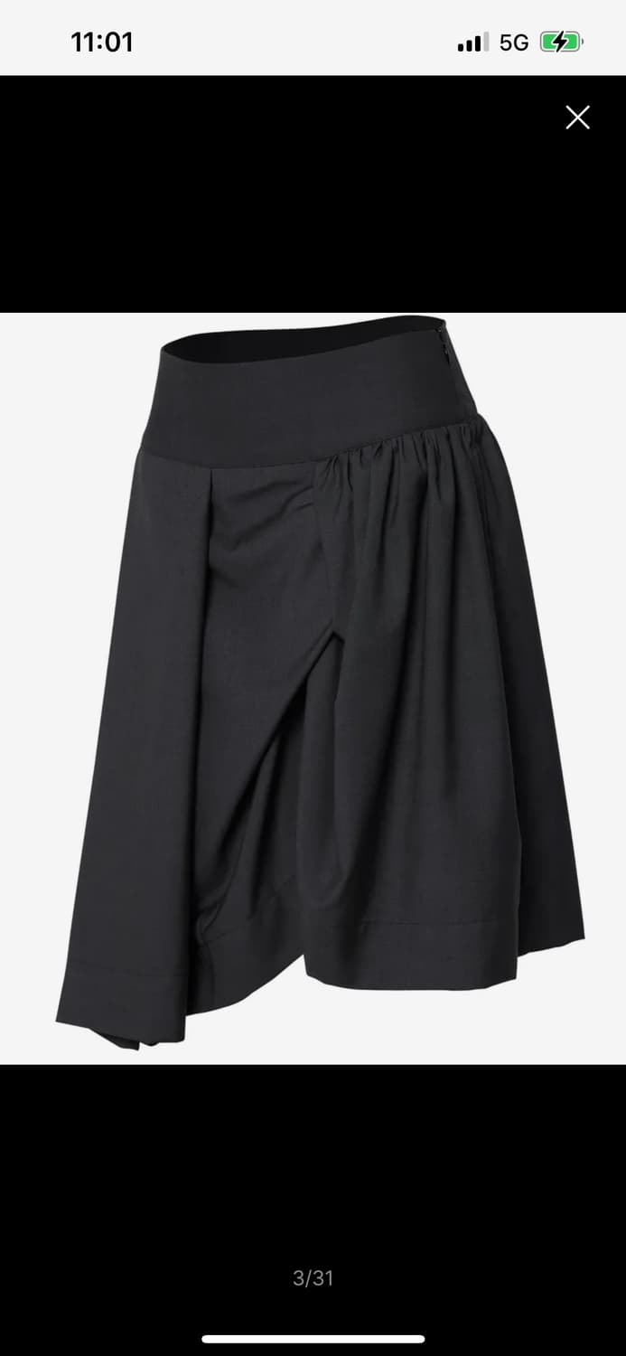 Asymmetrical Draped Midi Skirt (BLACK) 상품이미지1