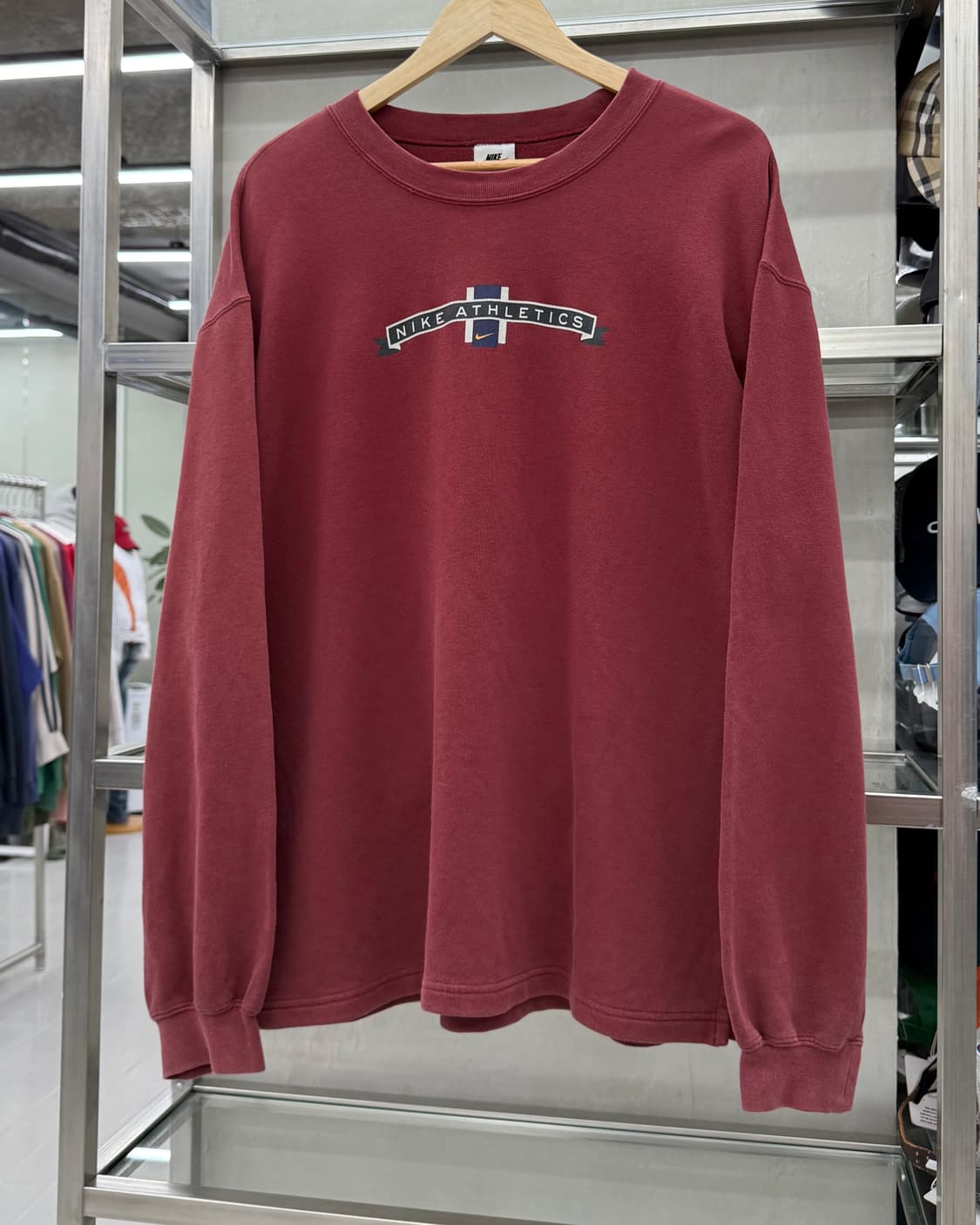 나이키 90s  애슬레틱 버건디 스웻 맨투맨 상품이미지1