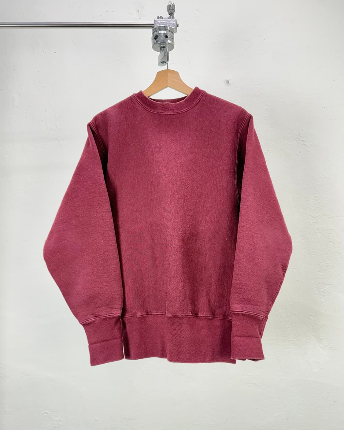 캠버 버건디 워시드 헤비 크루넥 스웨트 셔츠 상품이미지1