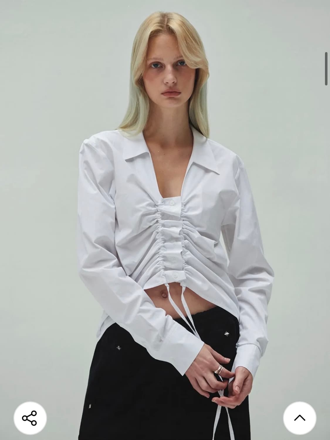 다이애그널 스트링 셔링 셔츠 화이트 상품이미지1